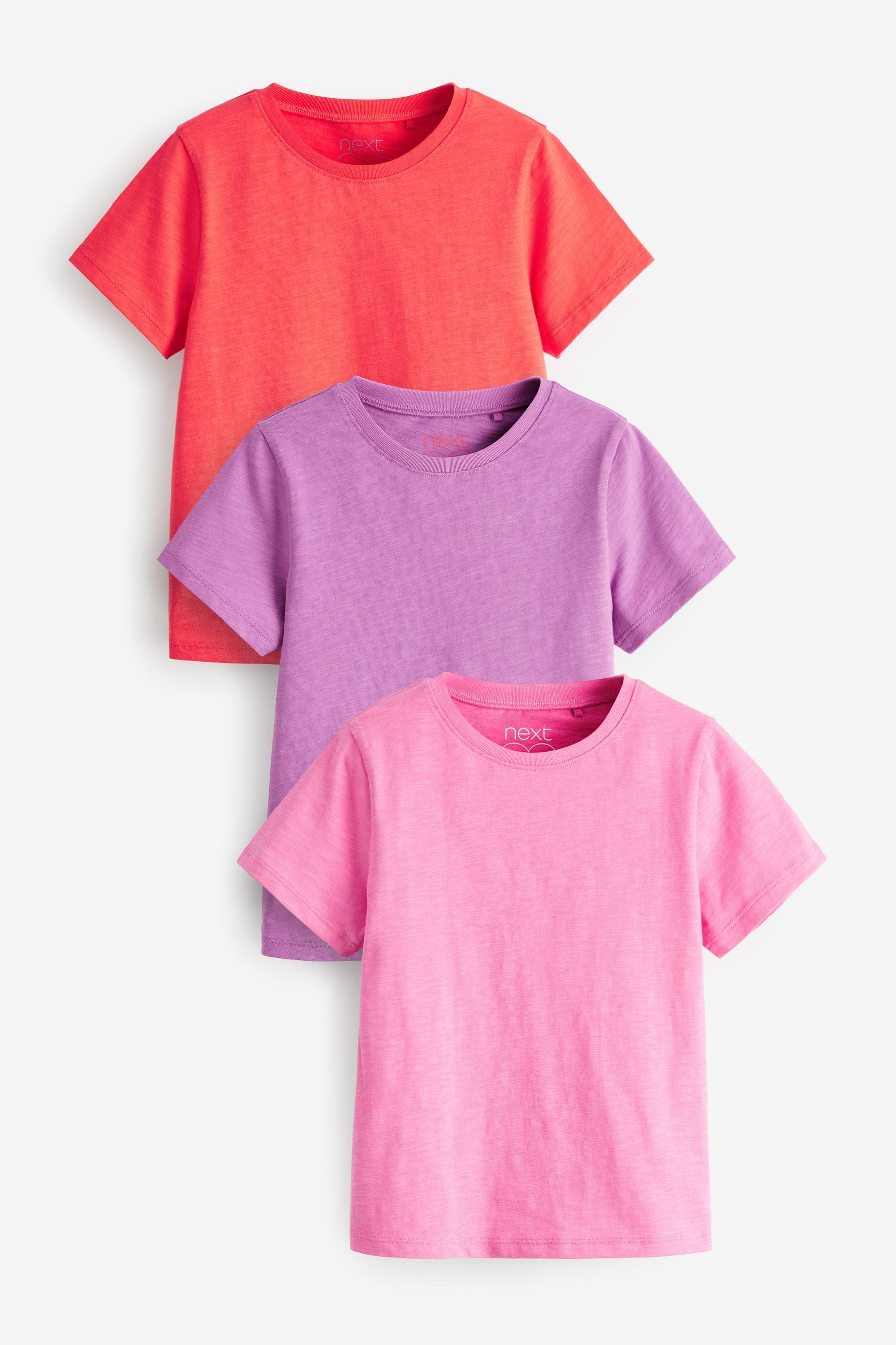 Pink/Purple/Red 3 Pack Regular Fit T-Shirt (3-16yrs)