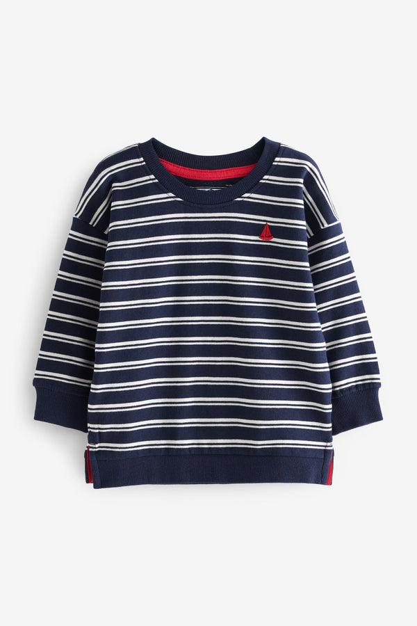 Navy Blue Crew Neck Stripe Jumper (3mths-7yrs)