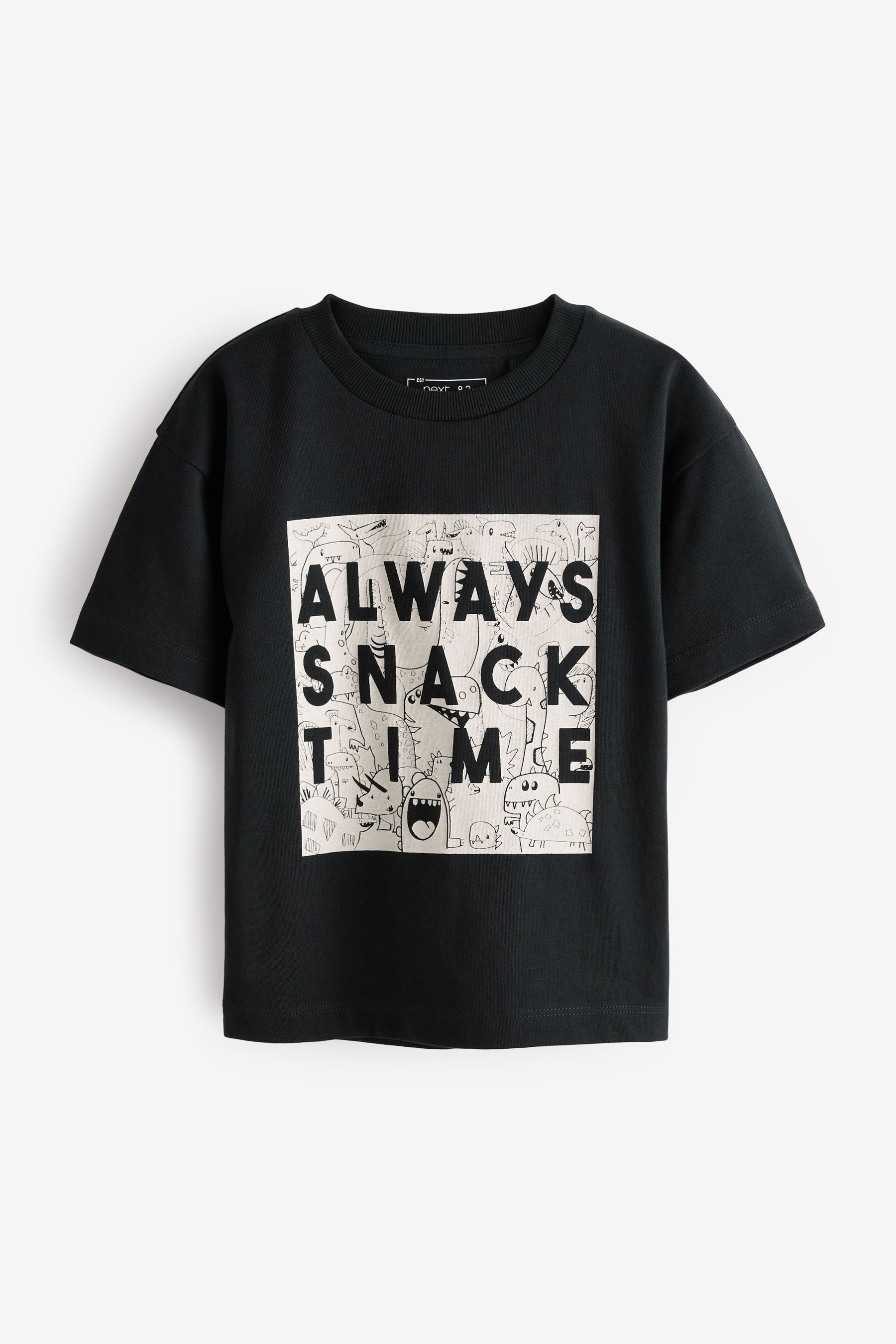 Black Snack Monster Black T-Shirt (3mths-7yrs)