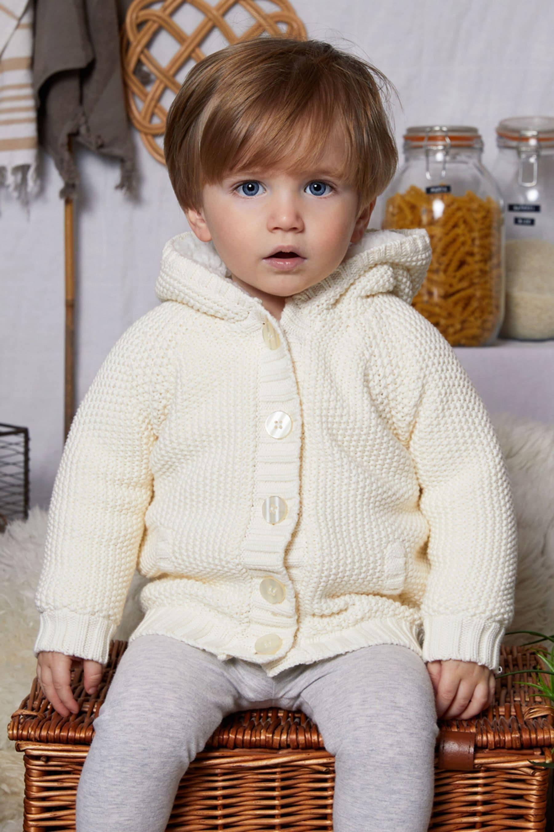 Cream The Little Tailor Baby Pixie Pram Coat with Plush Lining and Pom Pom