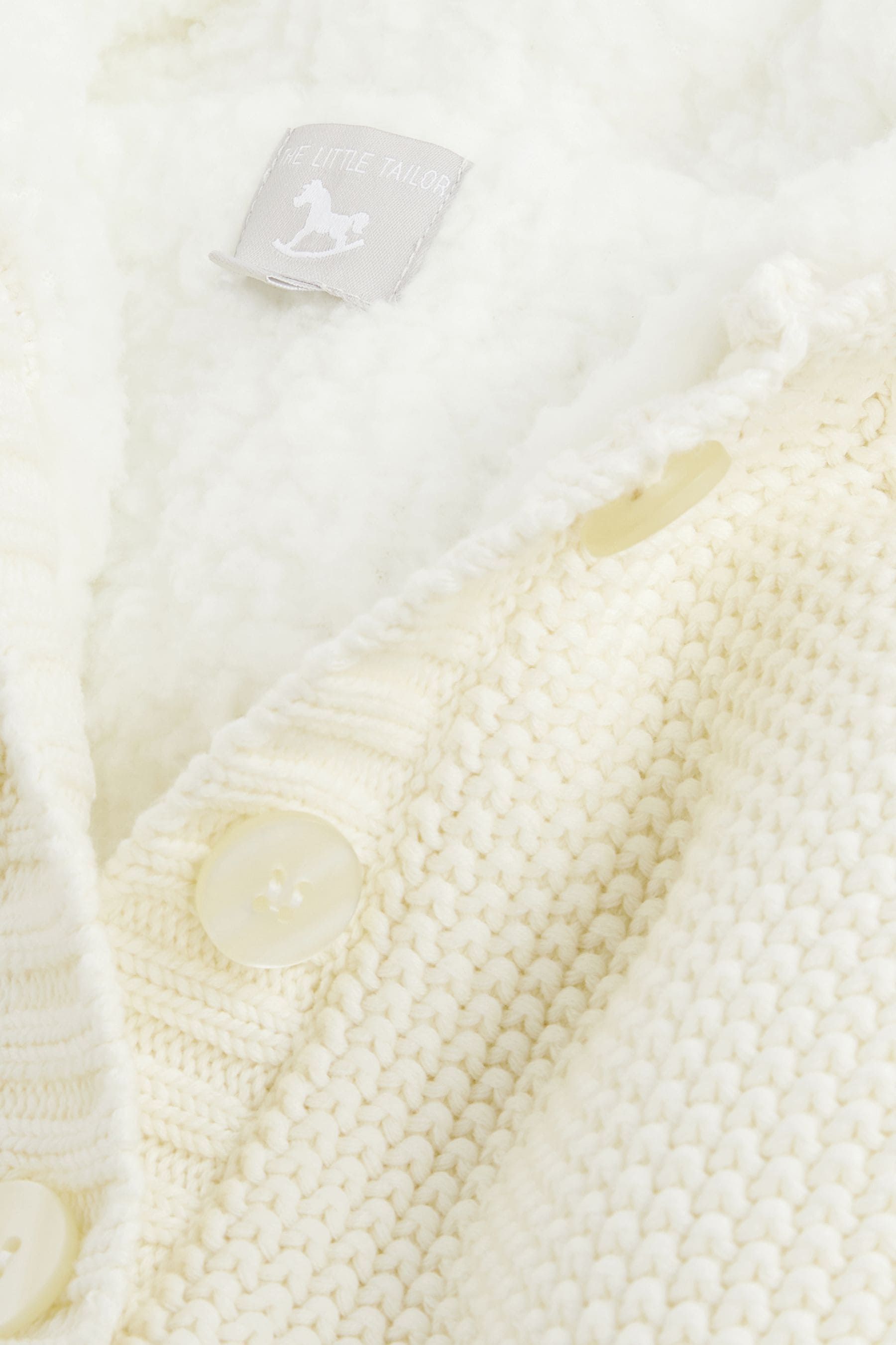 Cream The Little Tailor Baby Pixie Pram Coat with Plush Lining and Pom Pom