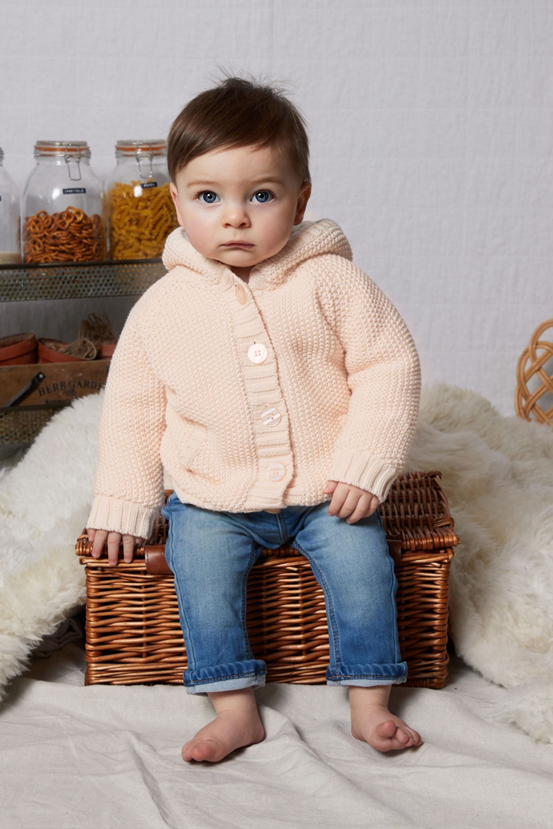 Pink The Little Tailor Baby Pixie Pram Coat with Plush Lining and Pom Pom