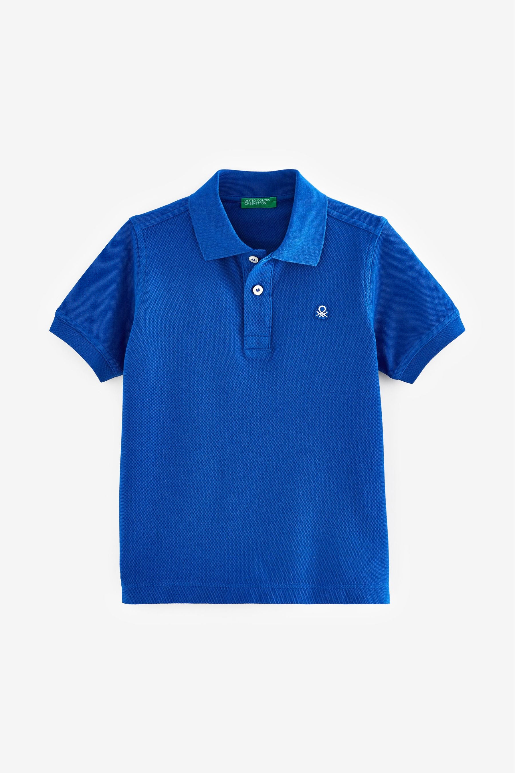 Blue Benetton Logo Polo Shirt