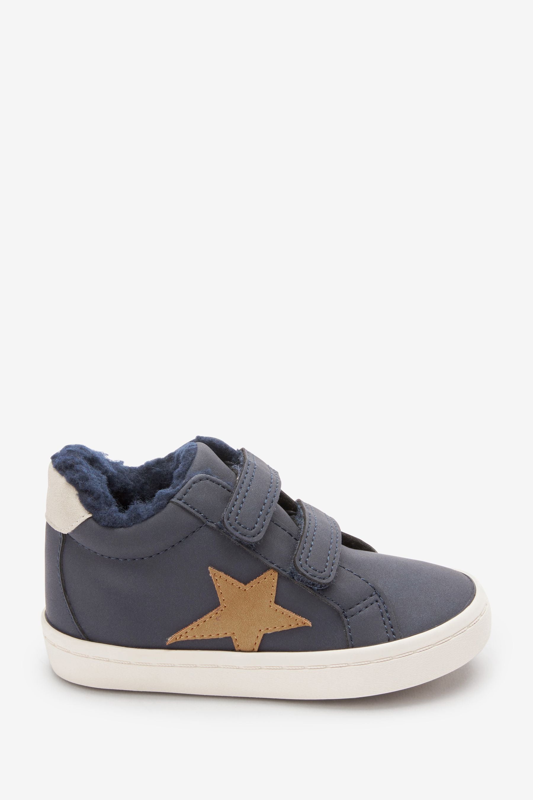 Navy Blue/Stone Star Warm Lined Touch Fastening Boots