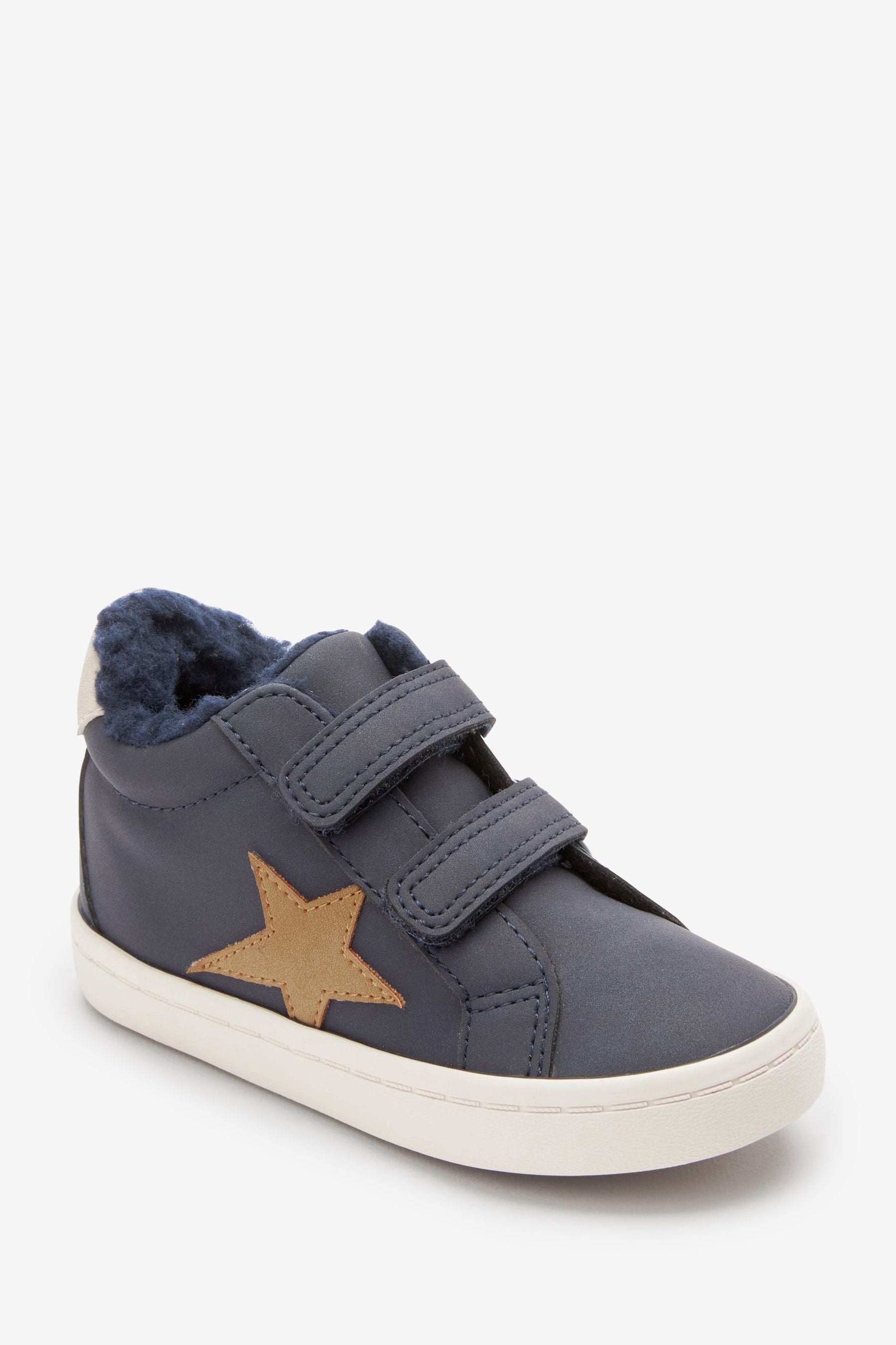 Navy Blue/Stone Star Warm Lined Touch Fastening Boots