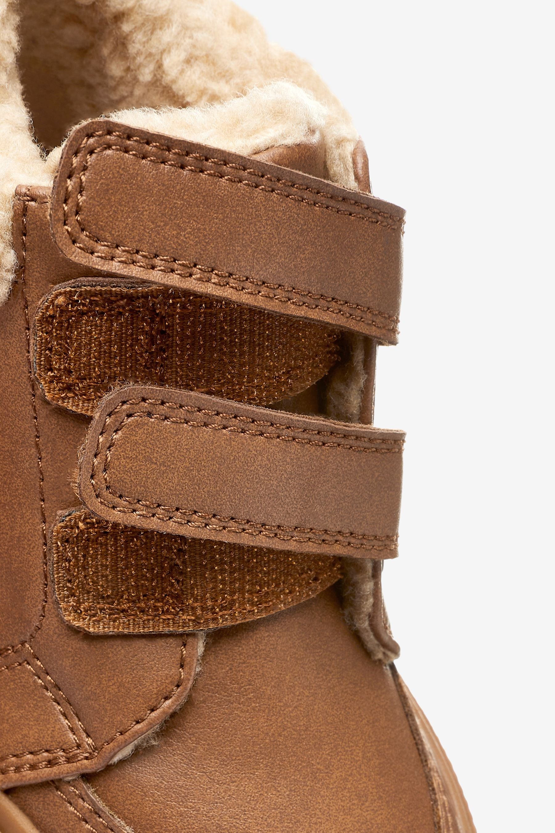 Tan Brown Thermal Thinsulate Lined Strap Touch Fastening Boots