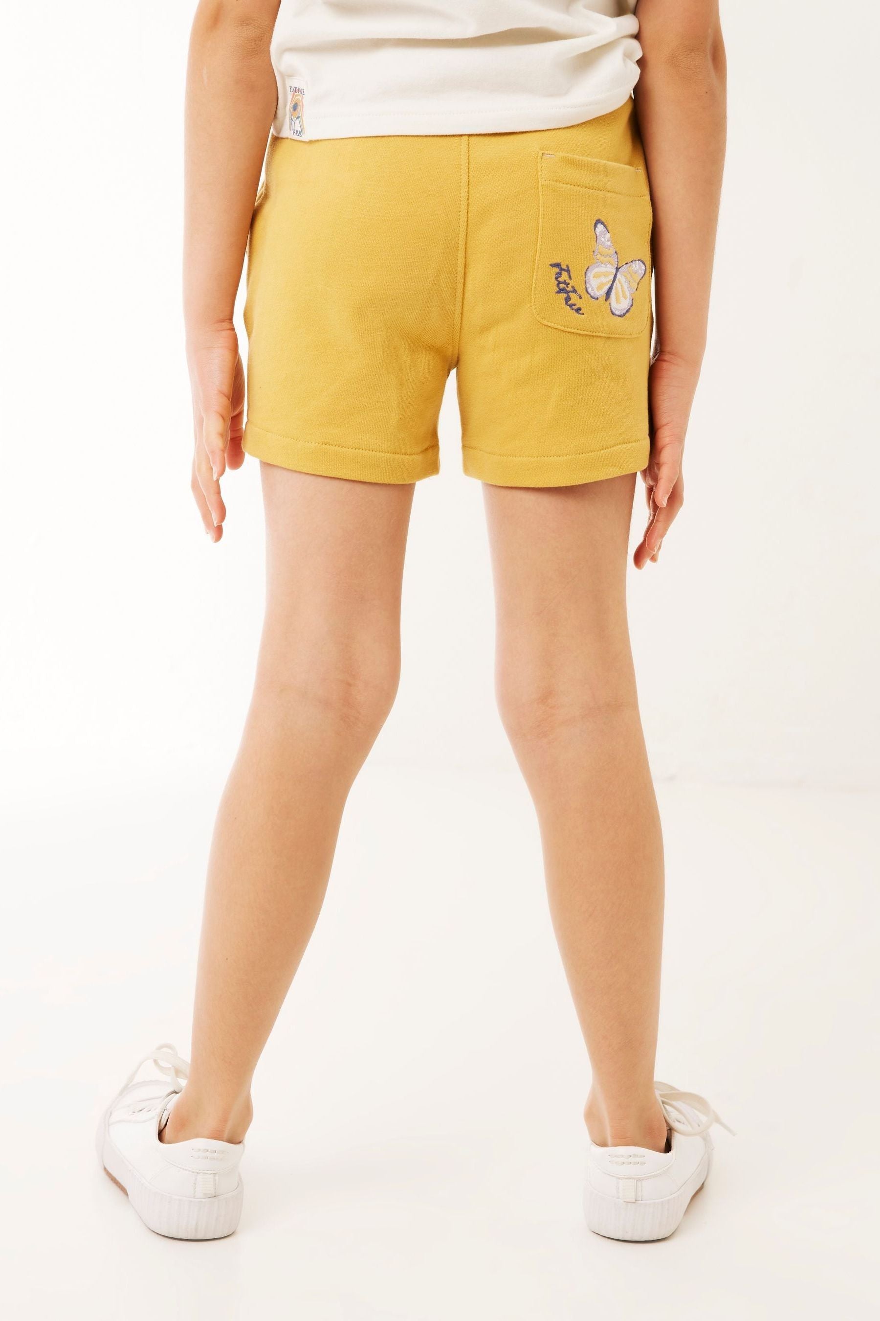 Yellow FatFace Yellow Luna Embroidered Sweat Shorts