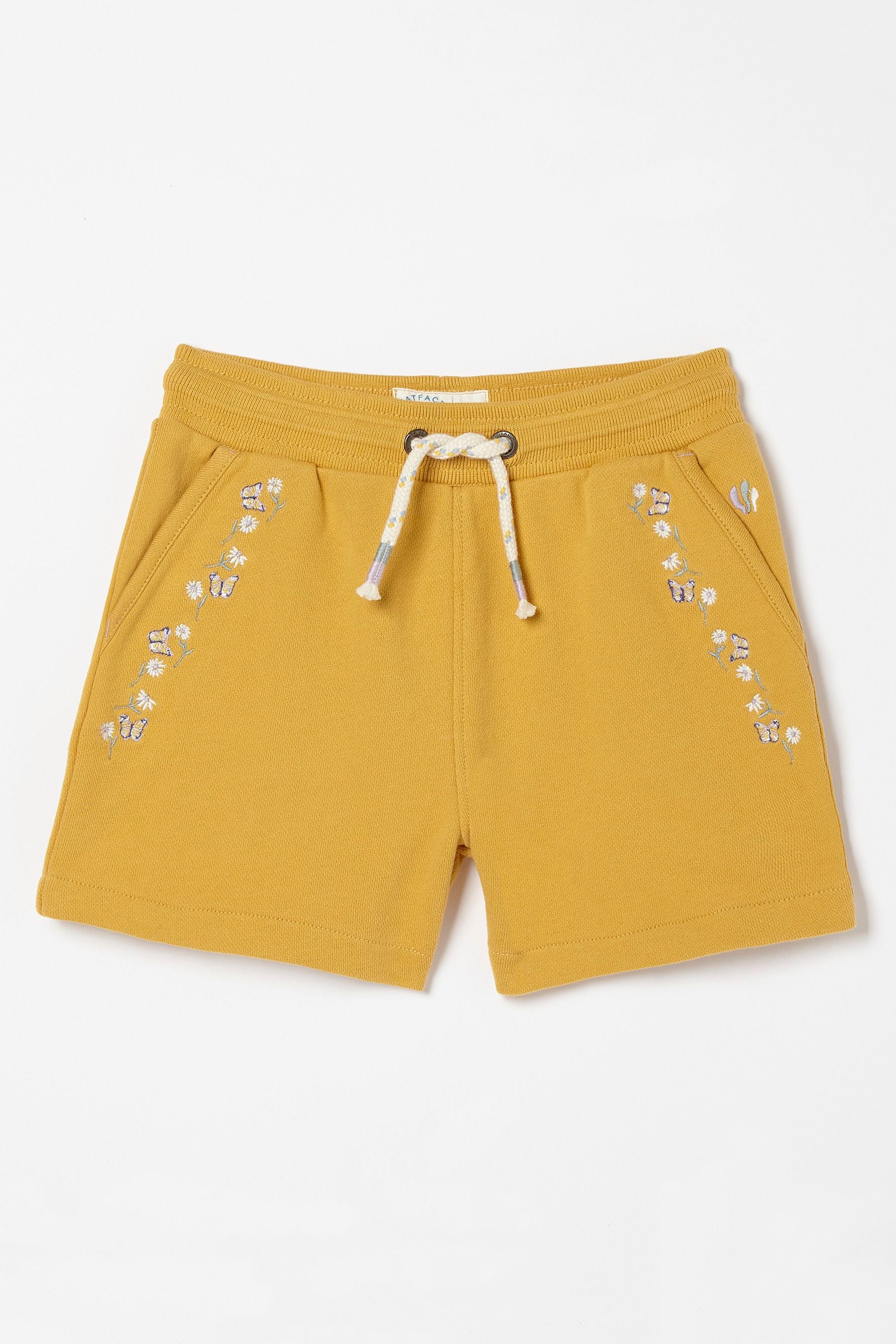 Yellow FatFace Yellow Luna Embroidered Sweat Shorts