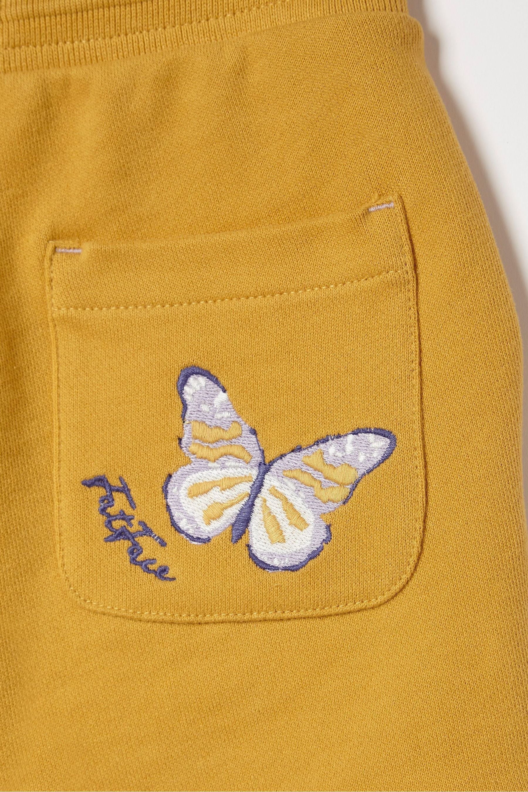 Yellow FatFace Yellow Luna Embroidered Sweat Shorts