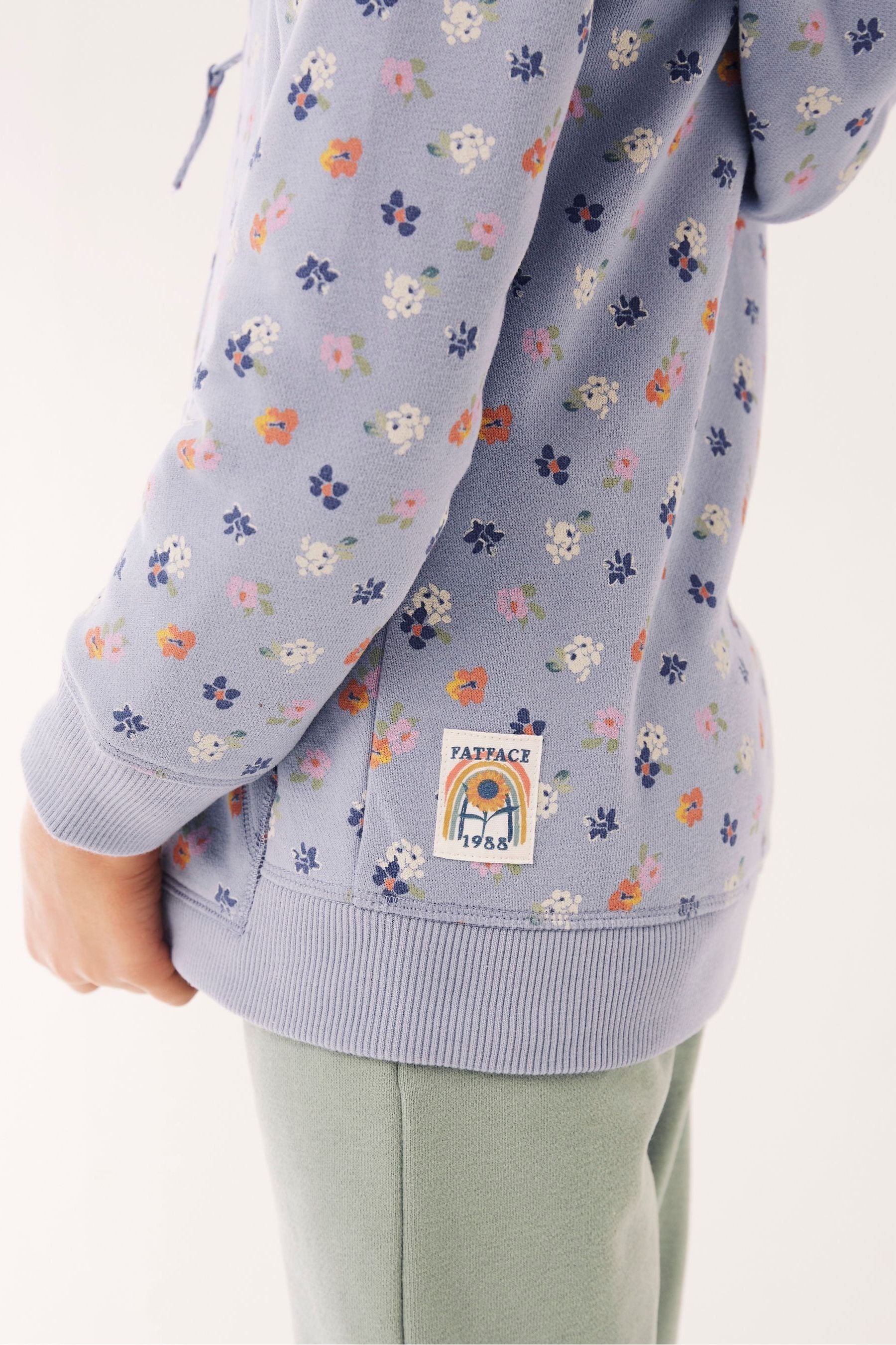 FatFace Blue Ditsy Floral Zip Through Hoodie