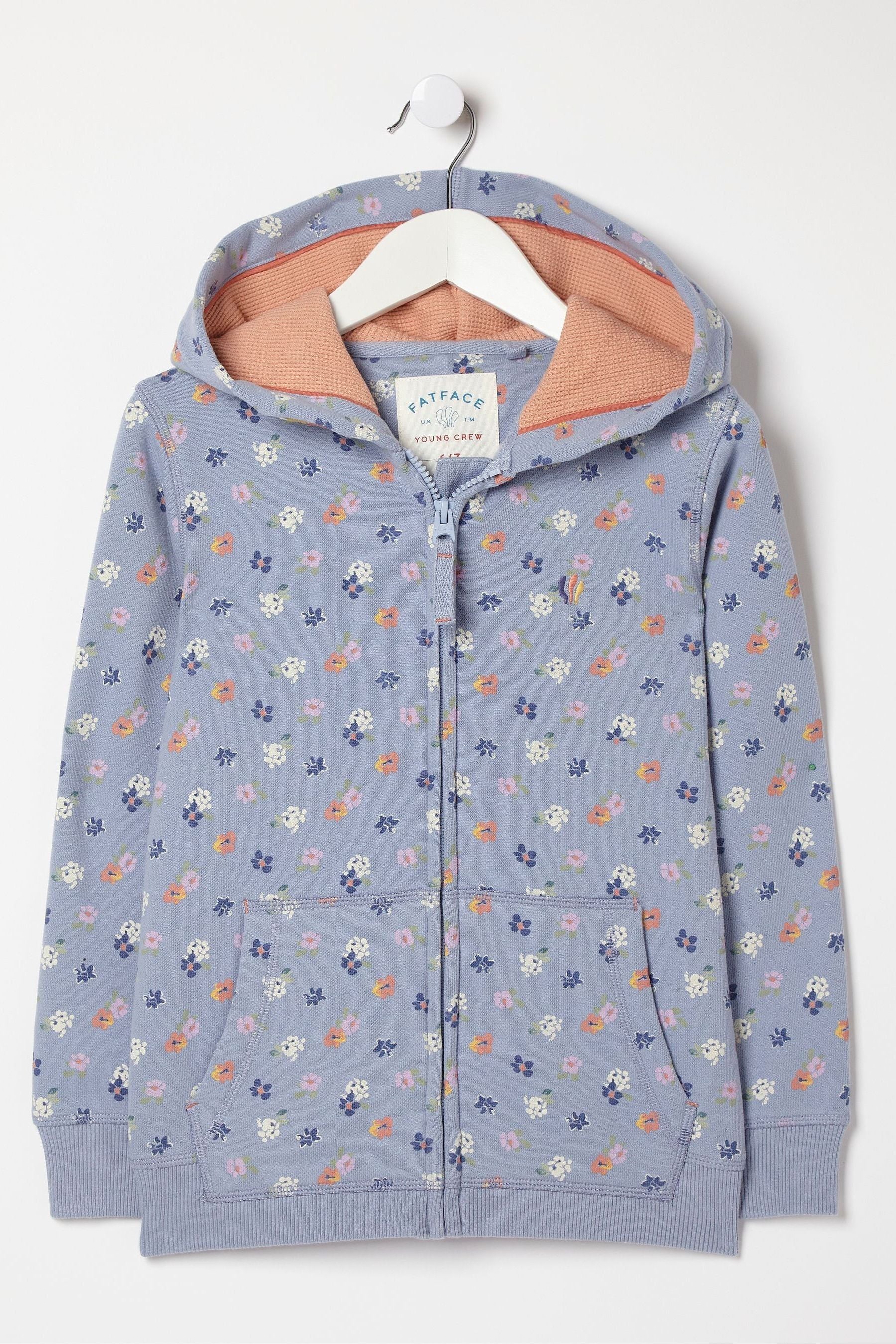 FatFace Blue Ditsy Floral Zip Through Hoodie