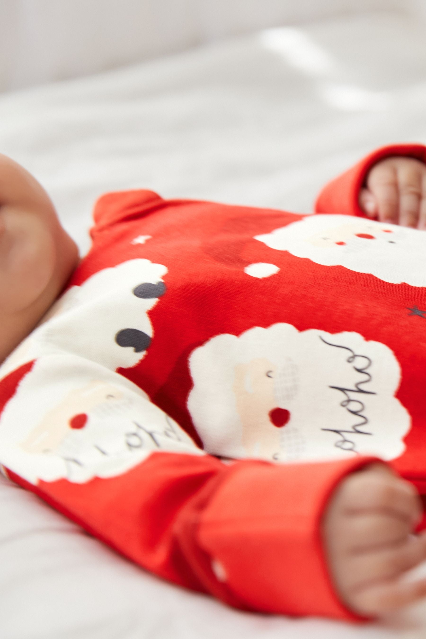 Red Santa Baby Christmas Single Zip Sleepsuit (0-3yrs)