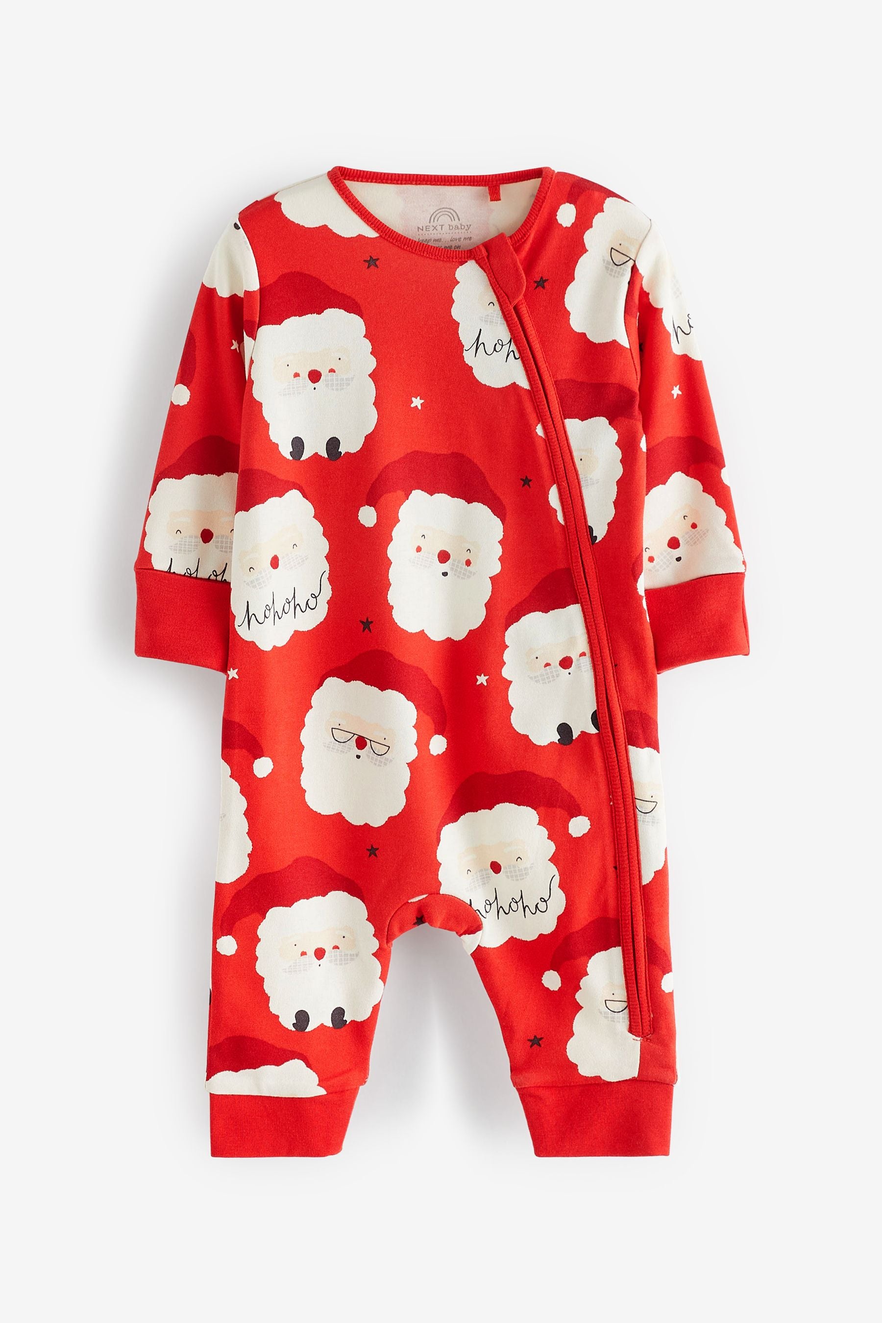 Red Santa Baby Christmas Single Zip Sleepsuit (0-3yrs)