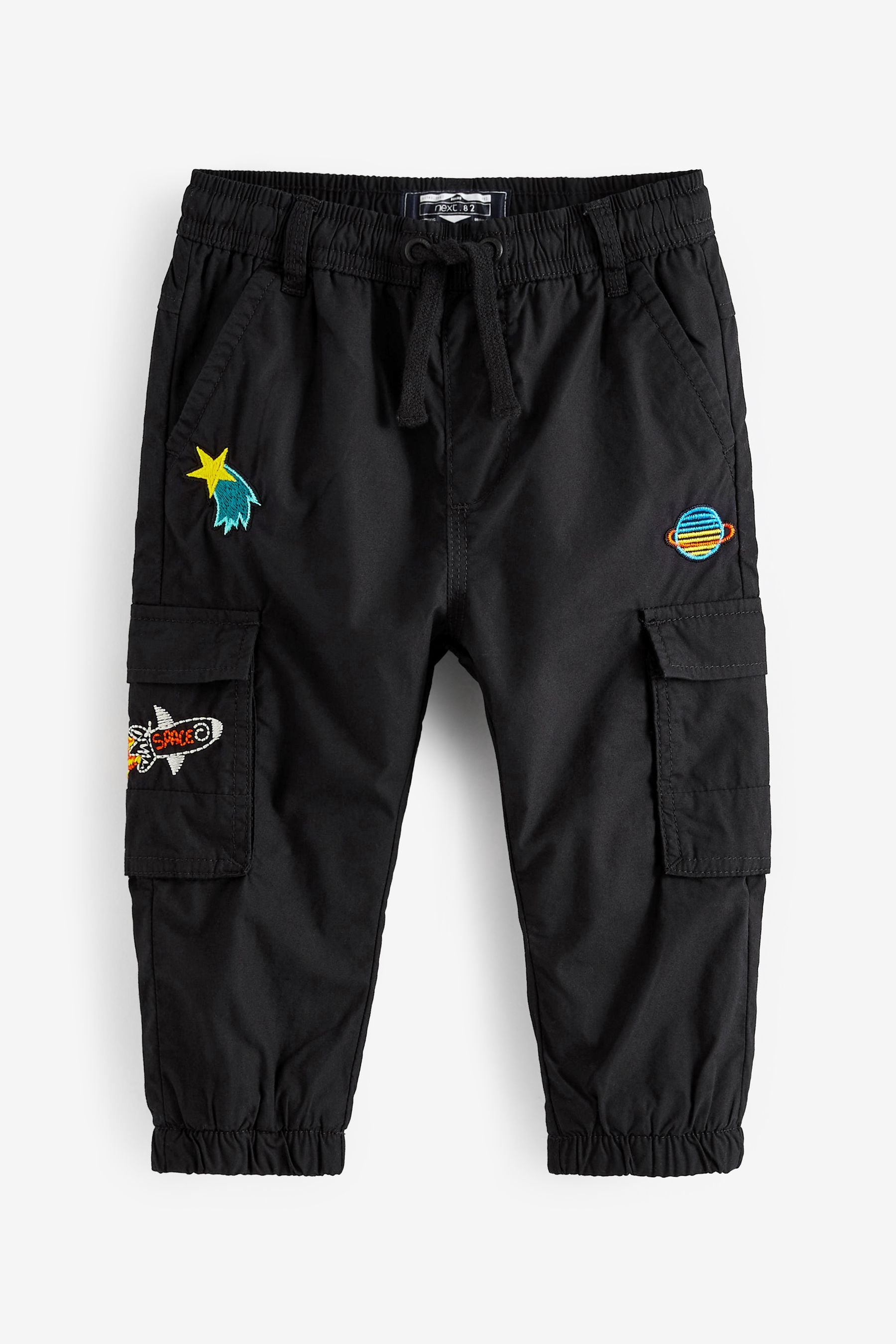 Black Space Lined Cargo Trousers (3mths-7yrs)