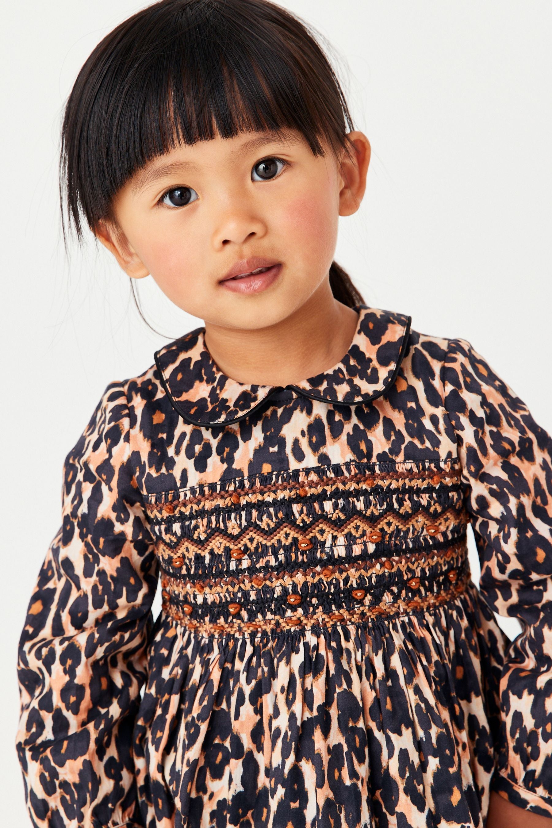 Animal Printed Shirred Collar Dress (3mths-8yrs)