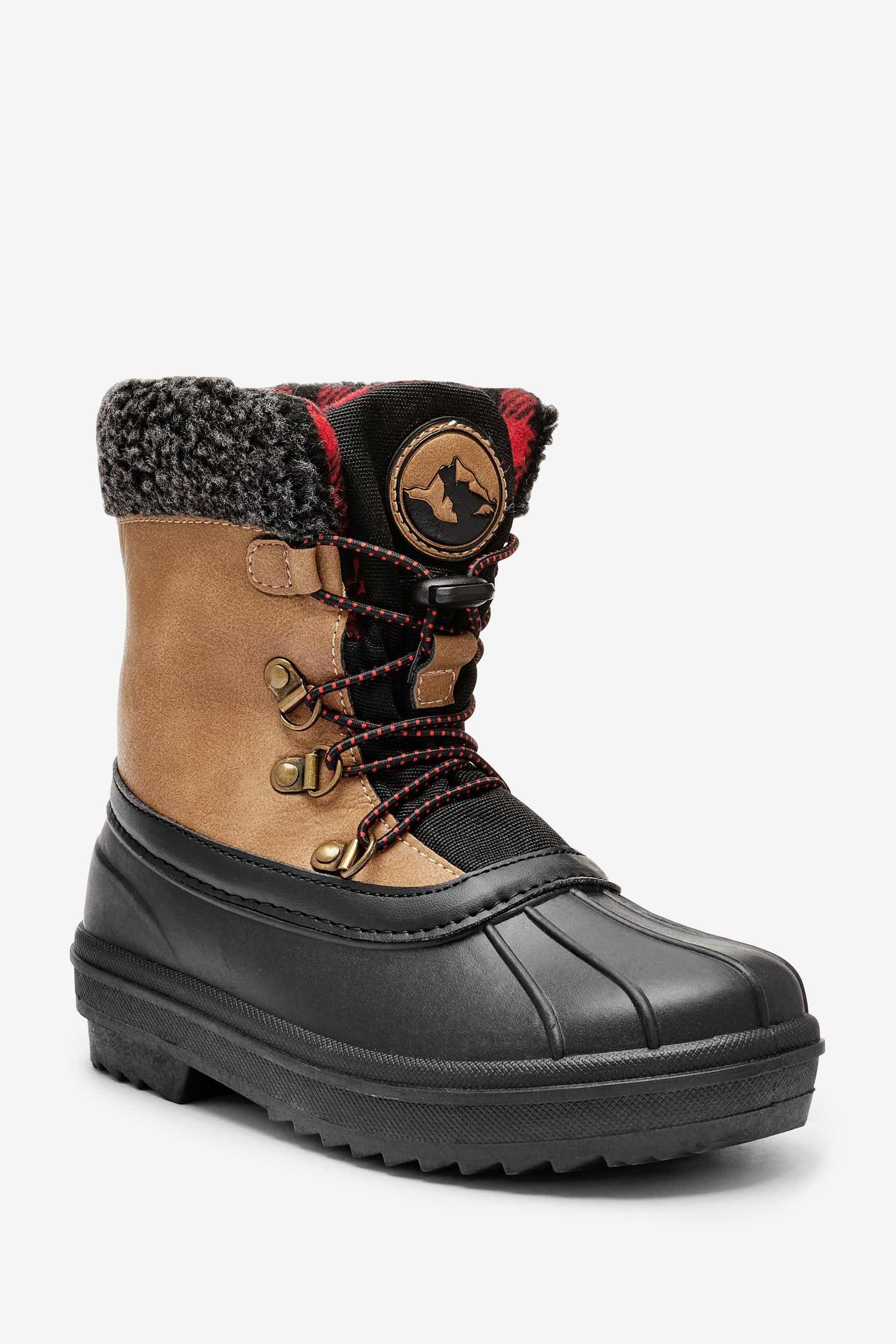 Brown Water Resistant Lace-Up Duck Boots