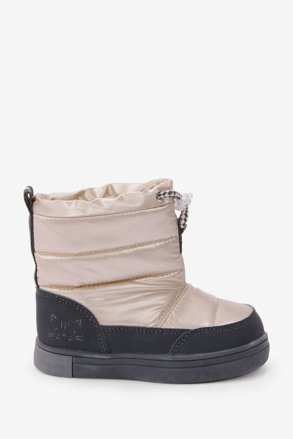 Metallic Silver Thinsulate Warm Lined Thermal Quilted Boots