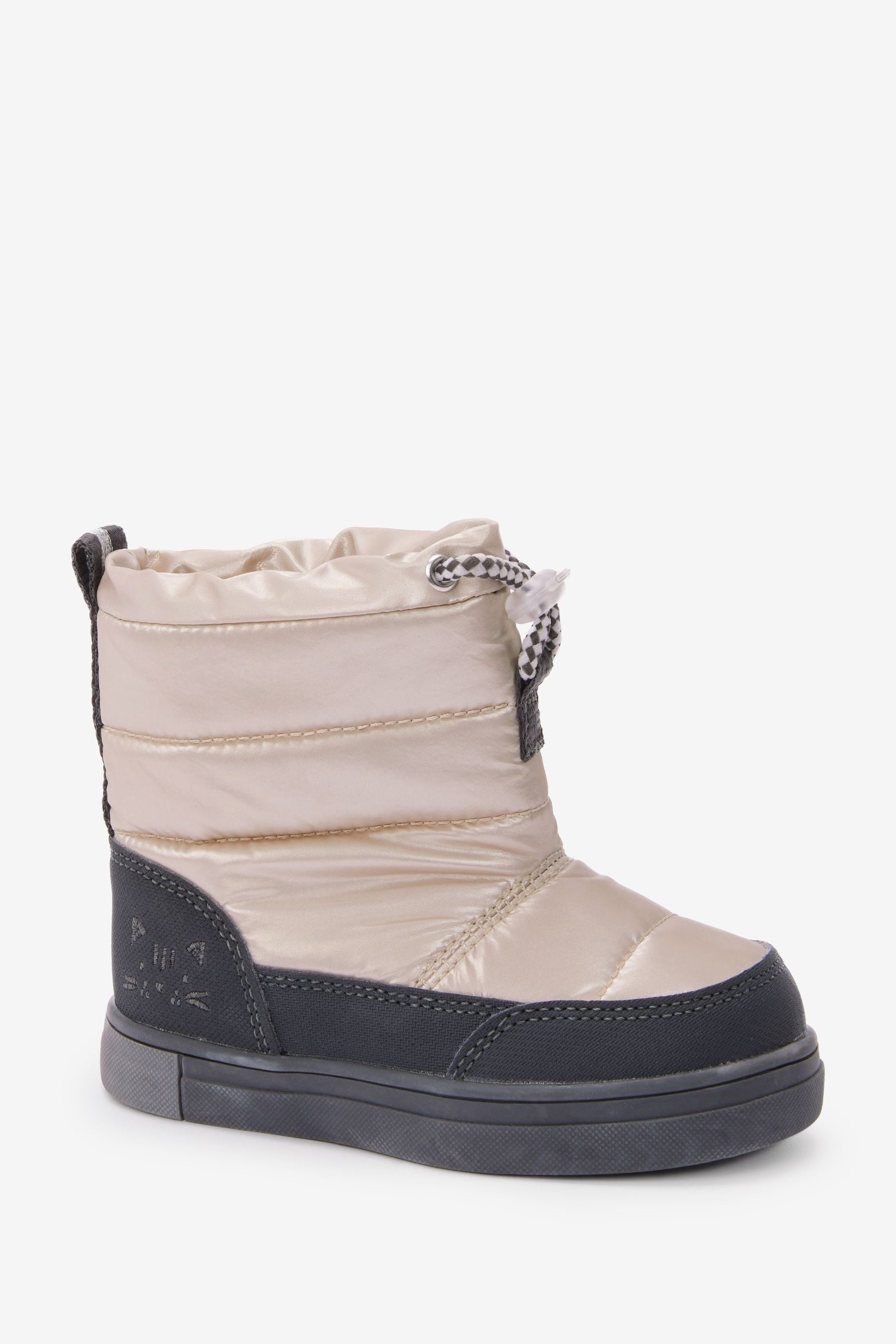 Metallic Silver Thinsulate Warm Lined Thermal Quilted Boots