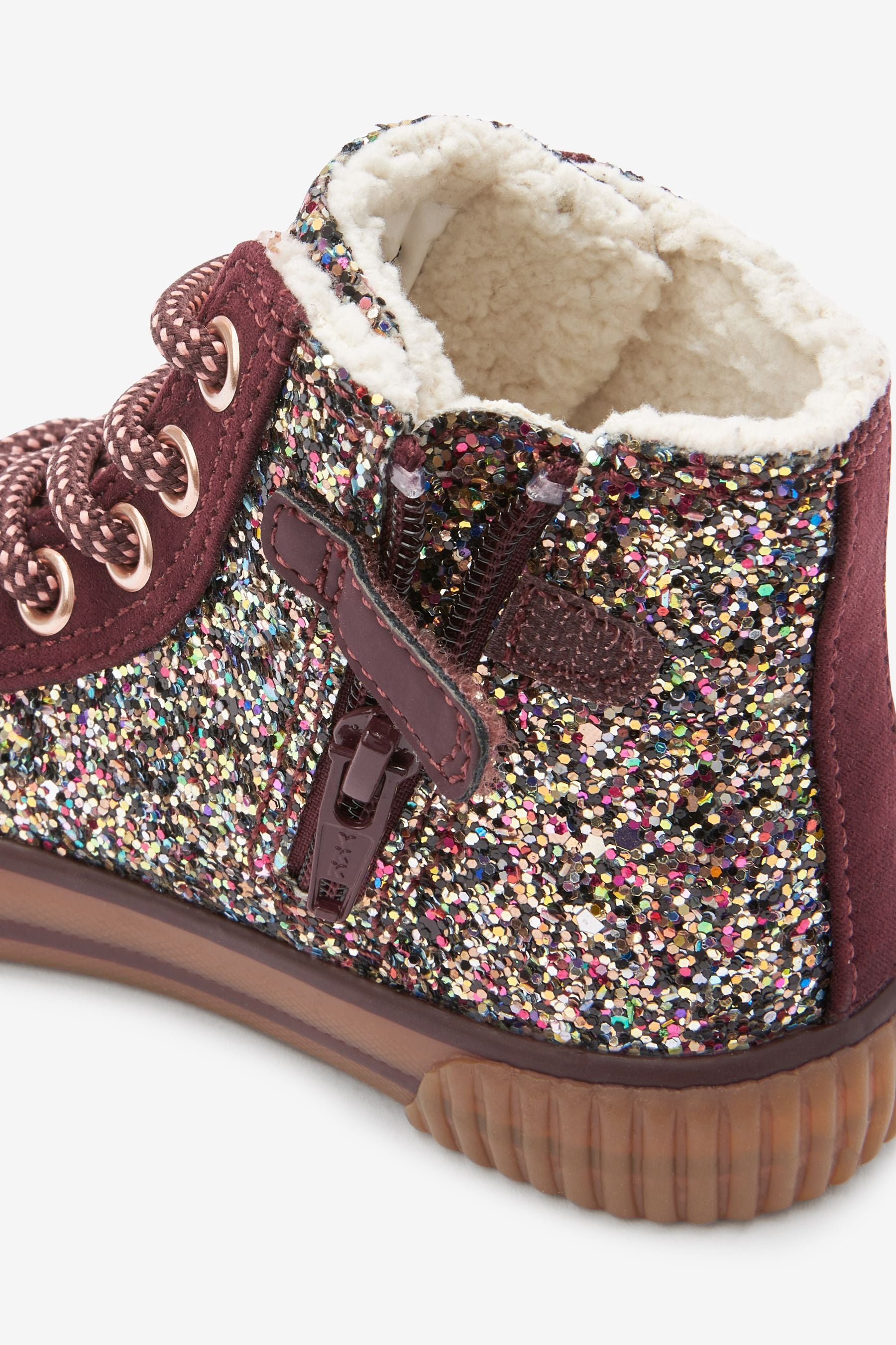 Red Glitter Star High Top Lace-Up Boots