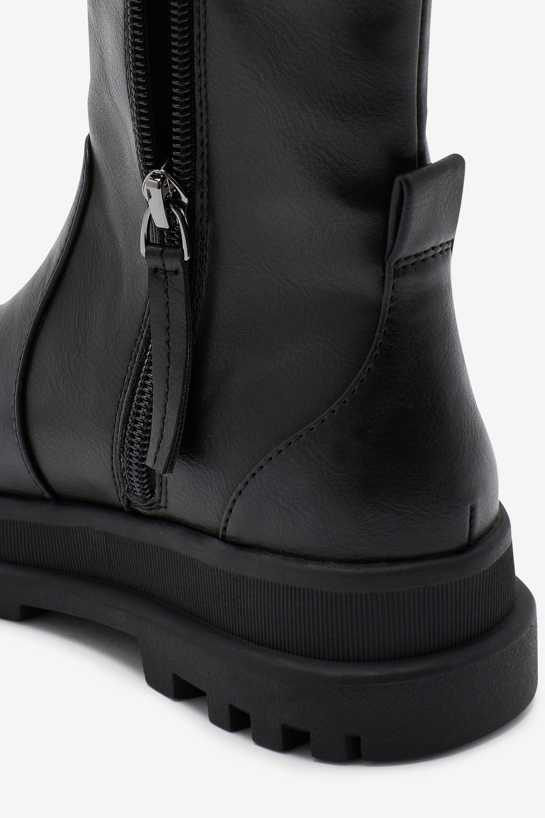 Black Mid Height Chunky Boots