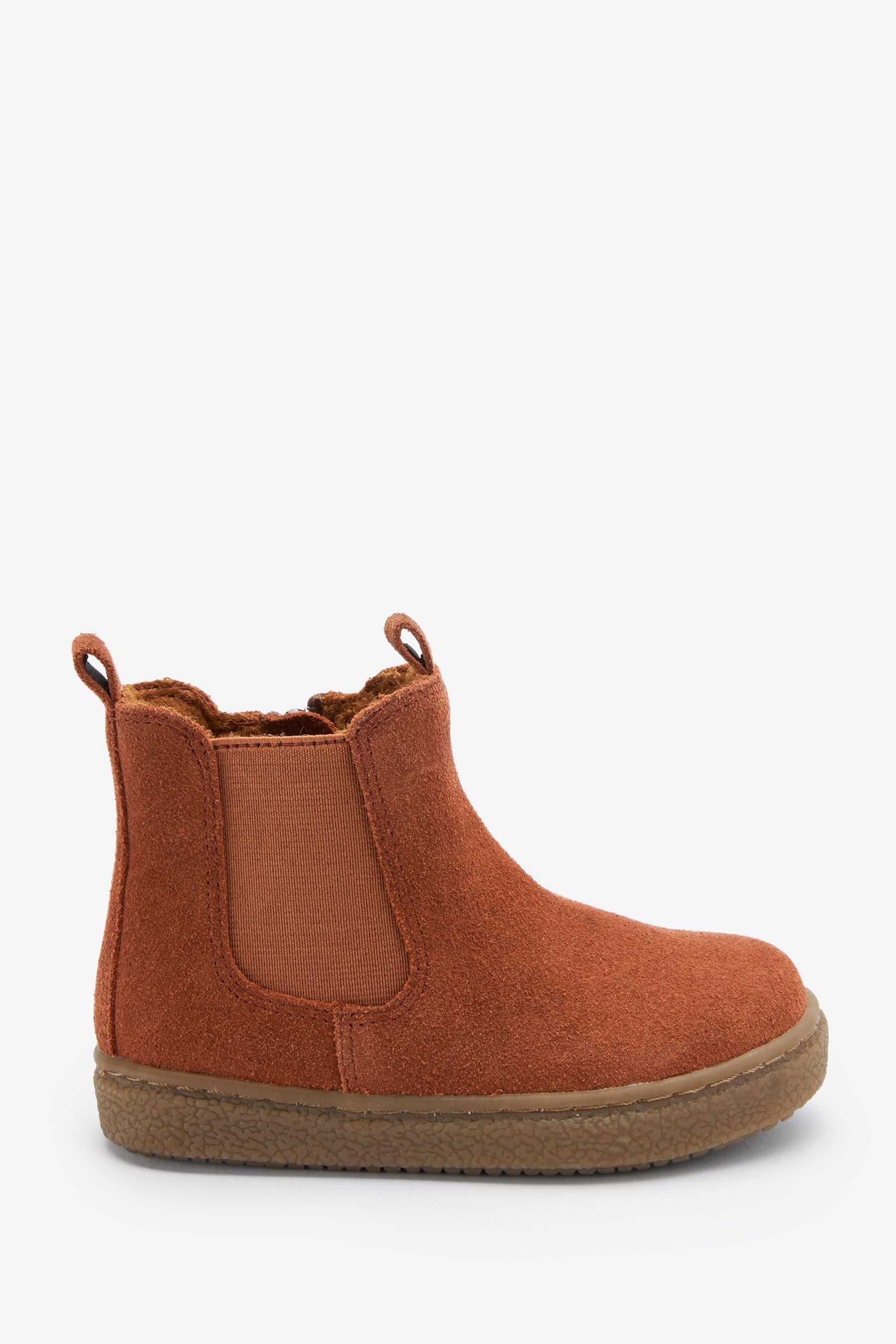 Tan Brown Water Repellent Suede Warm Lined Chelsea Boots