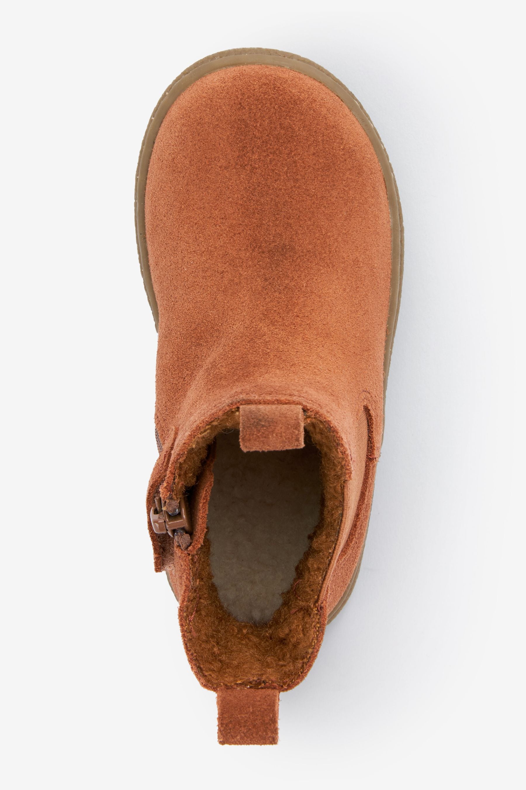 Tan Brown Water Repellent Suede Warm Lined Chelsea Boots