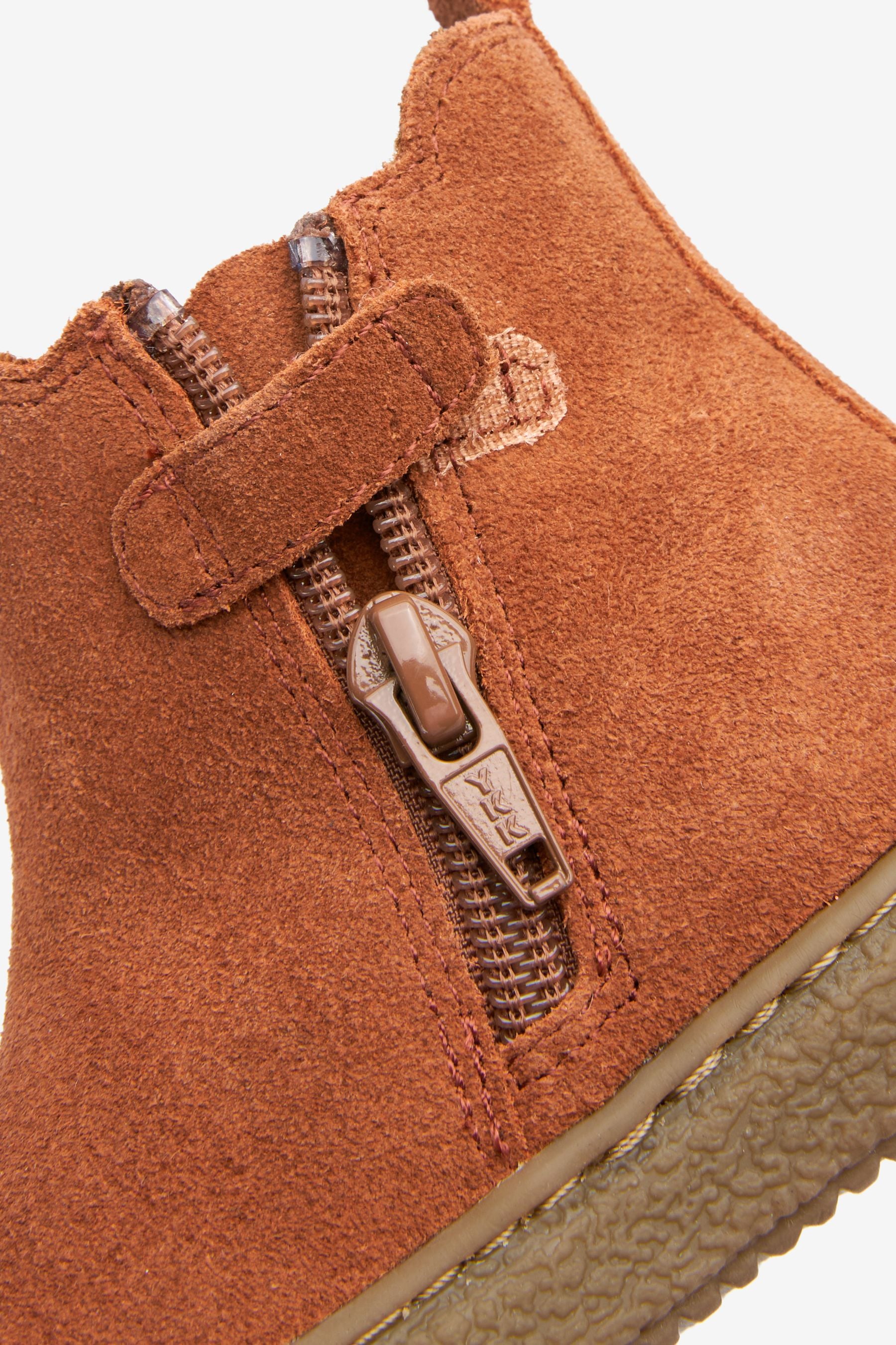 Tan Brown Water Repellent Suede Warm Lined Chelsea Boots