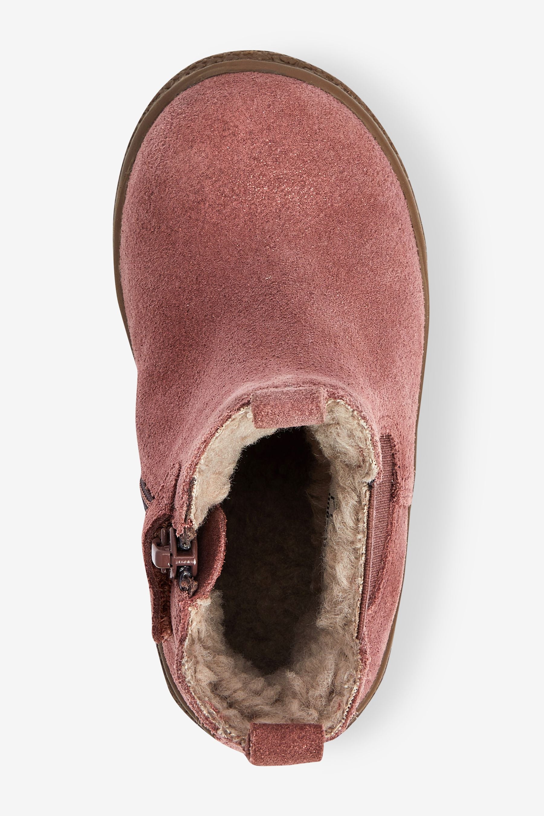 Pink Water Repellent Suede Warm Lined Chelsea Boots