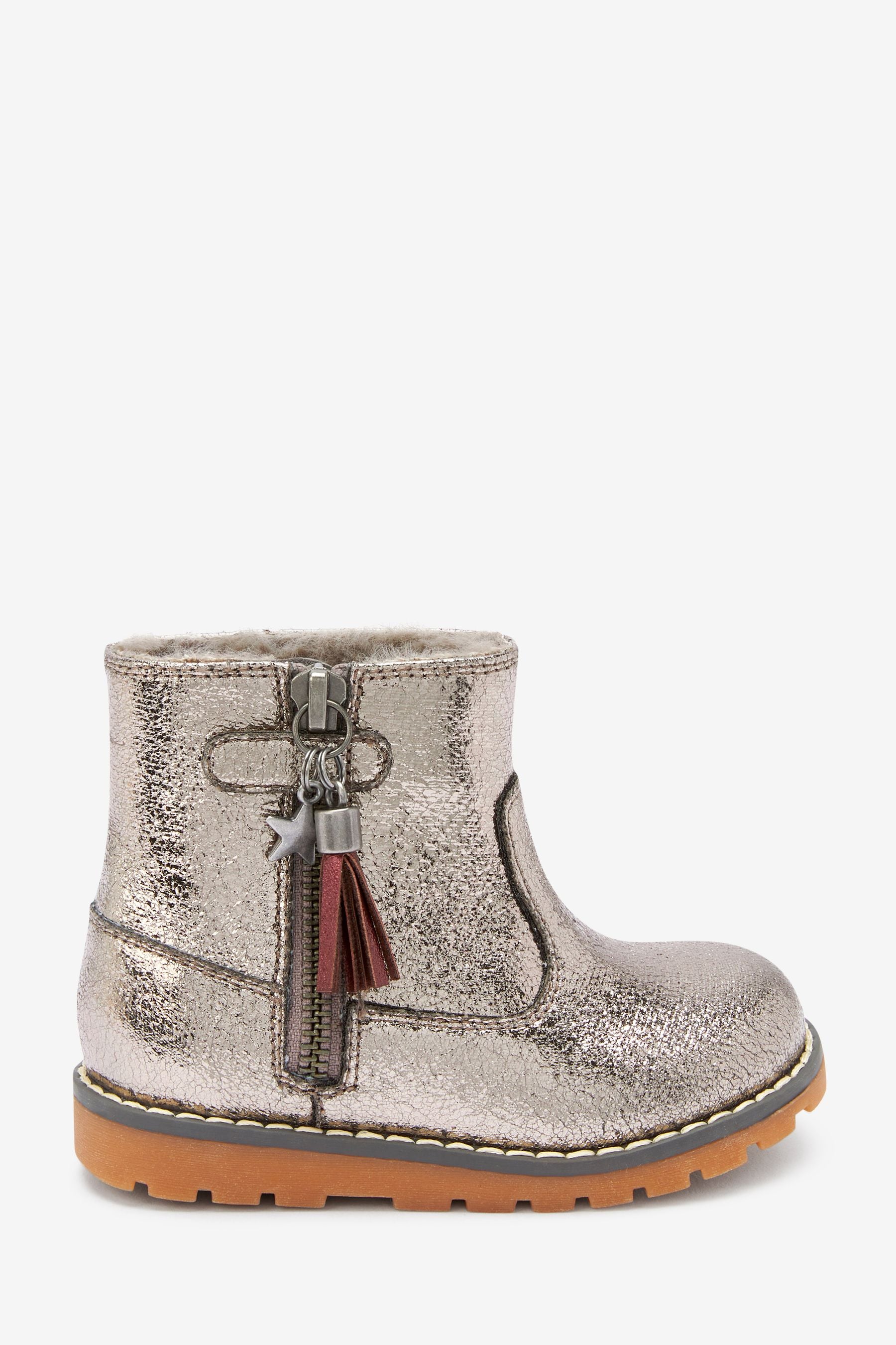 Silver Warm Lined Ankle Boots