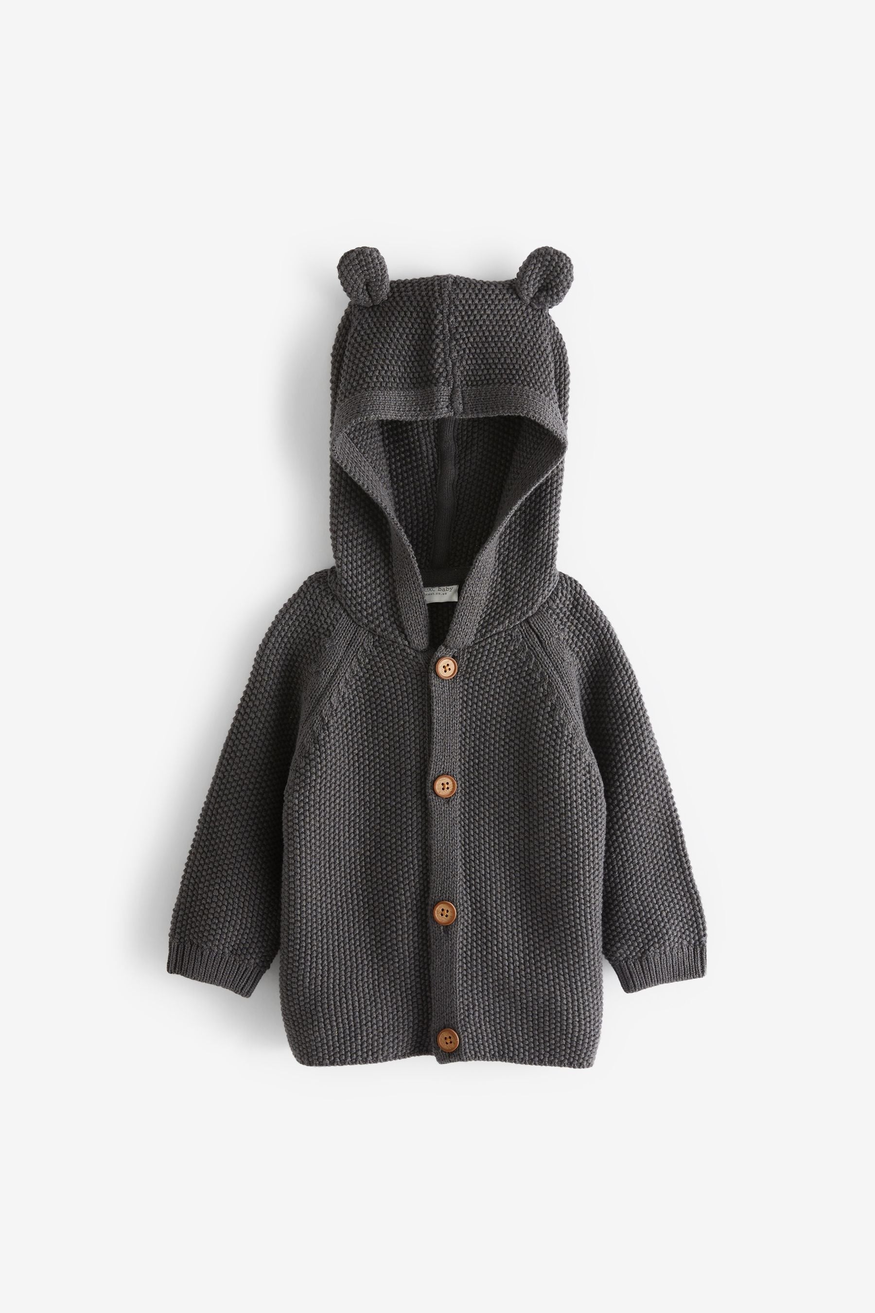 Charcoal Grey Knitted Baby Bear Cardigan (0mths-3yrs)