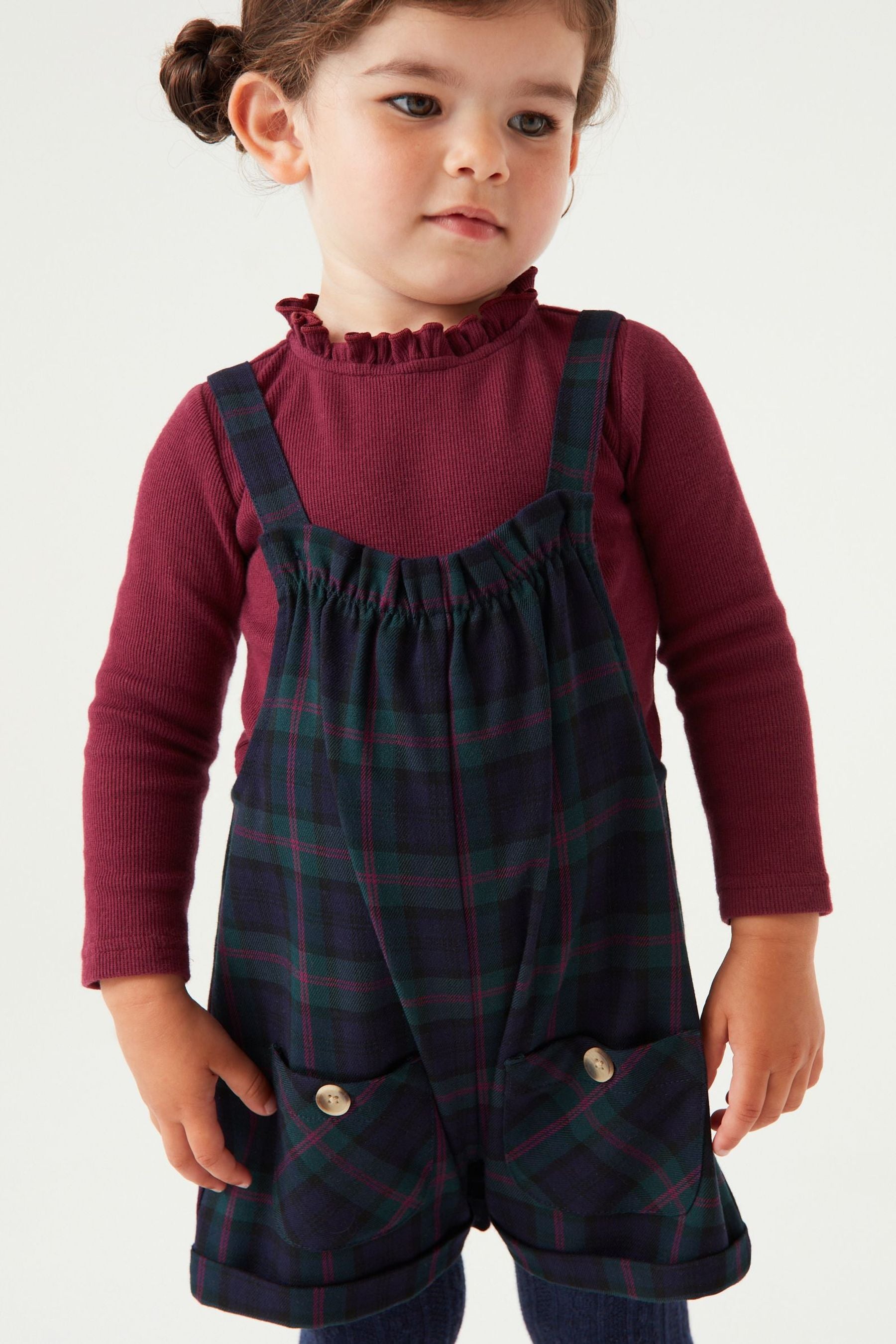 Navy Blue Check Playsuit With T-Shirt Set (3mths-7yrs)