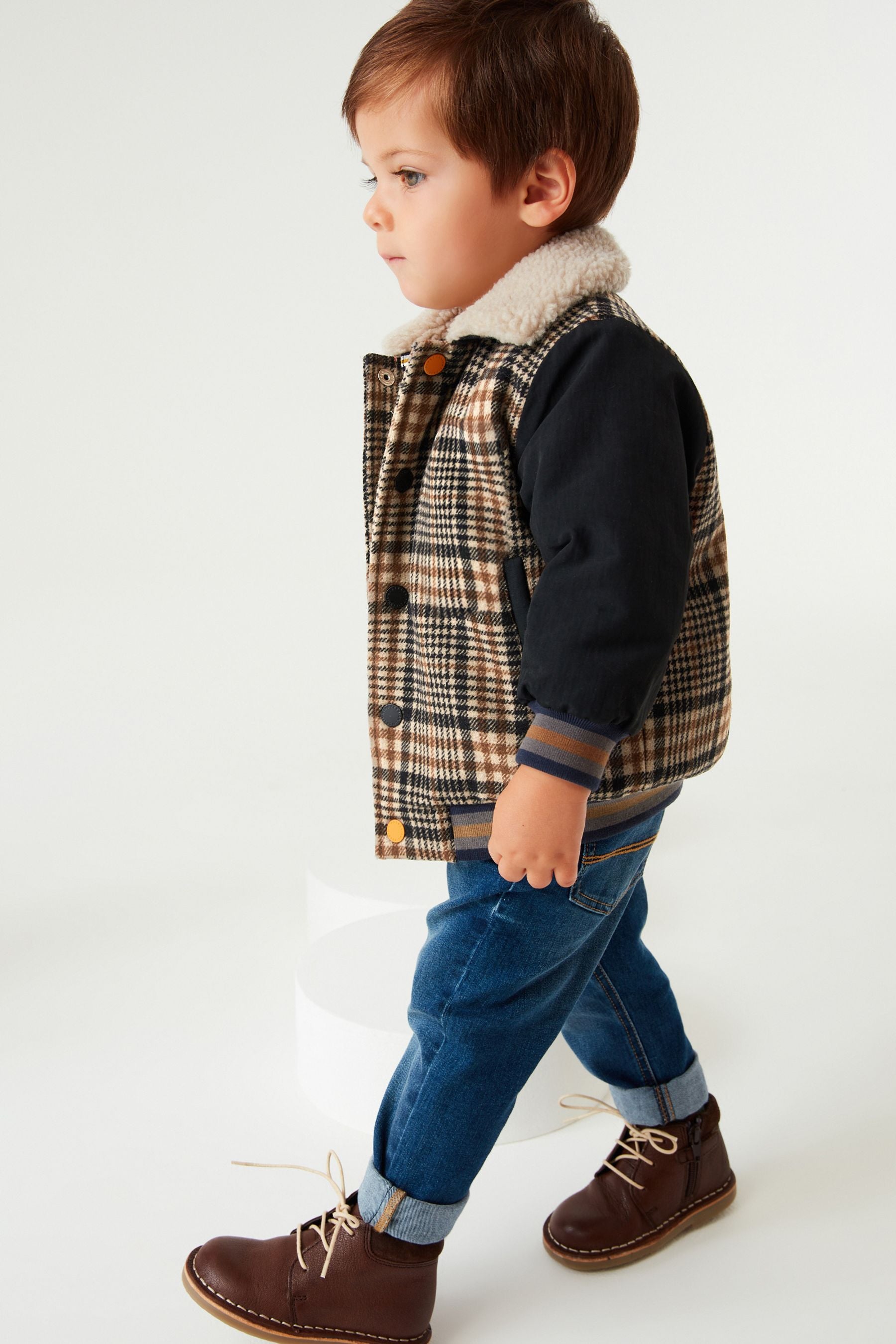 Brown Check Varsity Smart Varsity Bomber Jacket (3mths-7yrs)