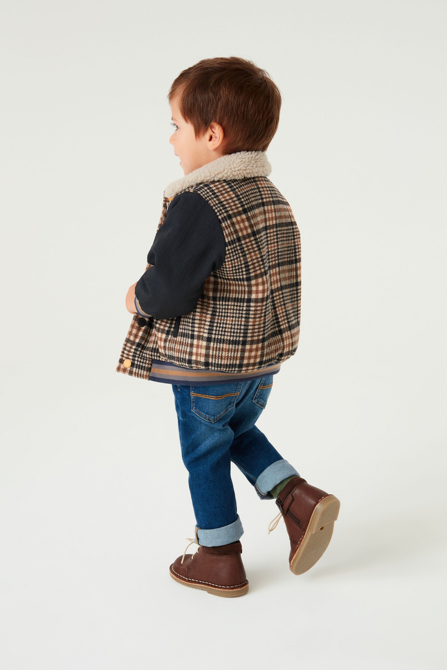 Brown Check Varsity Smart Varsity Bomber Jacket (3mths-7yrs)