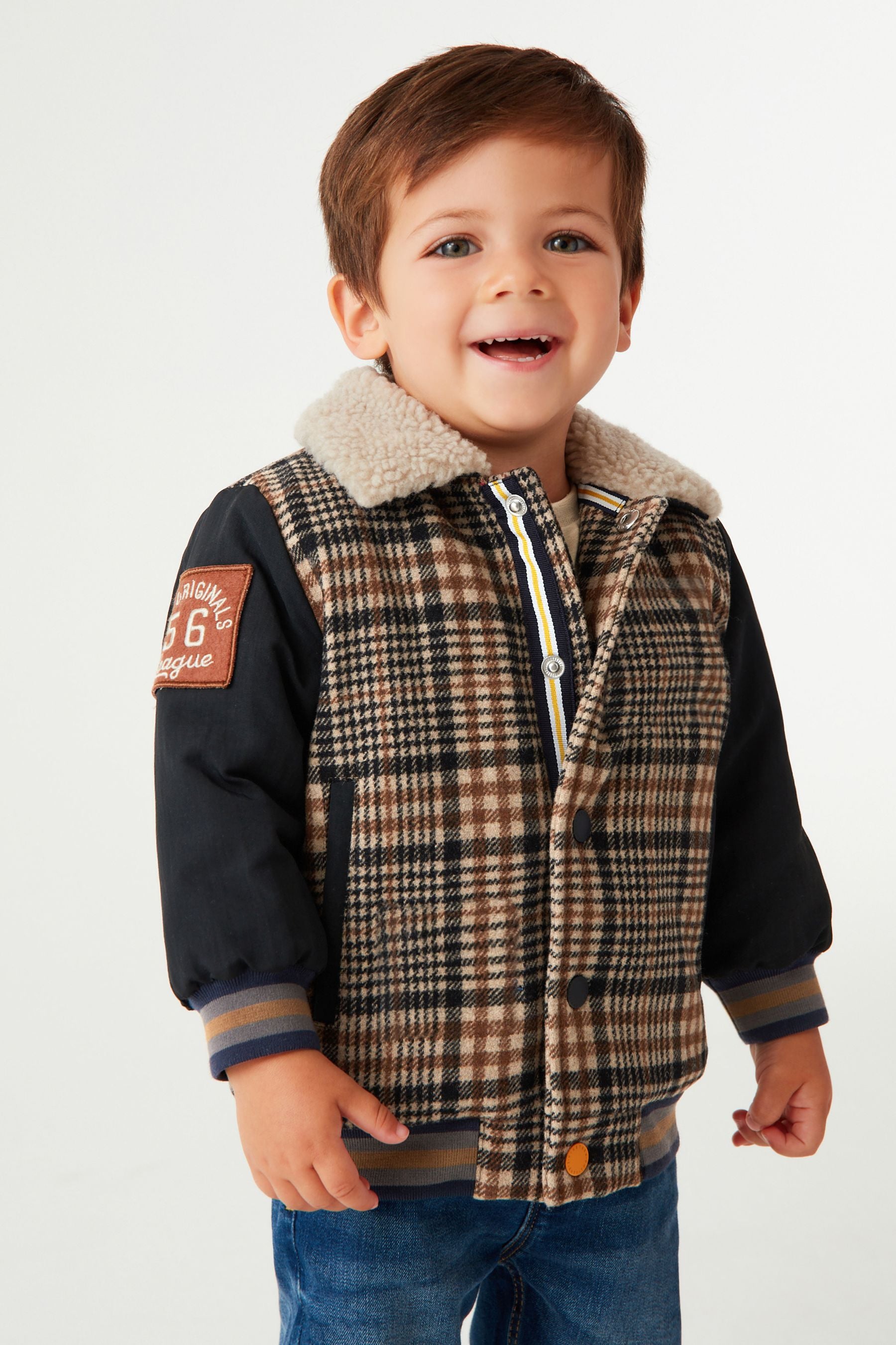 Brown Check Varsity Smart Varsity Bomber Jacket (3mths-7yrs)