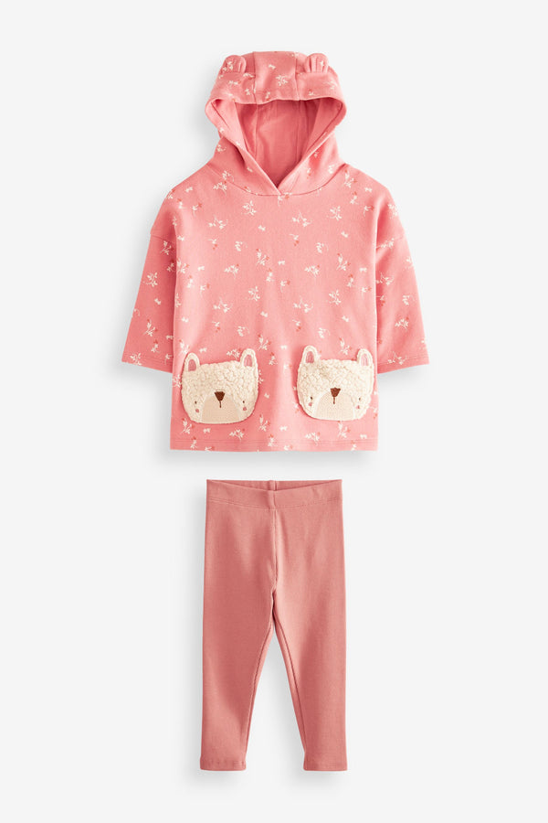 Pink Bear Pocket Hoodie And Leggings Set (3mths-7yrs)