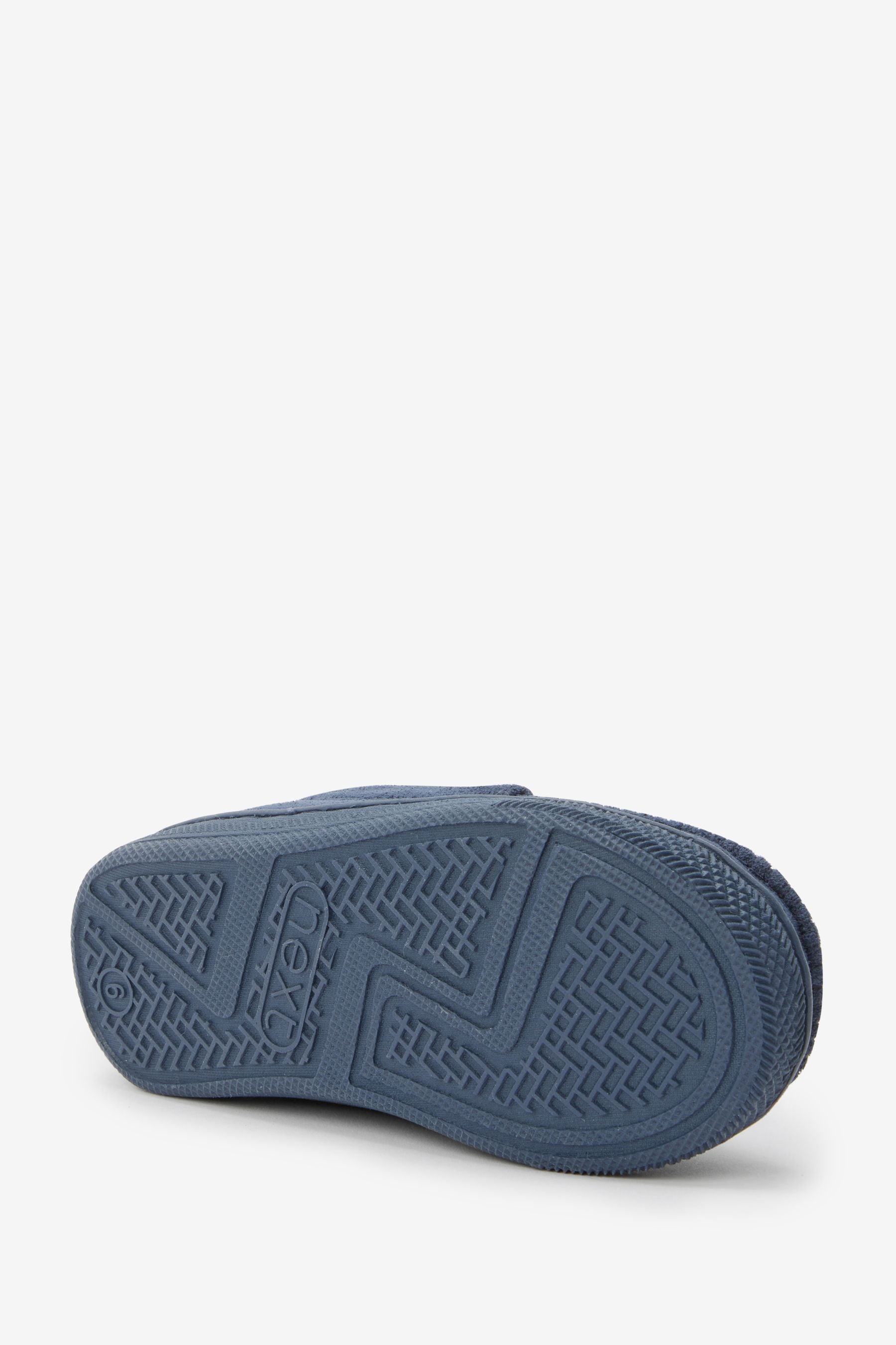 Navy Blue Warm Lined Moccasin Slippers