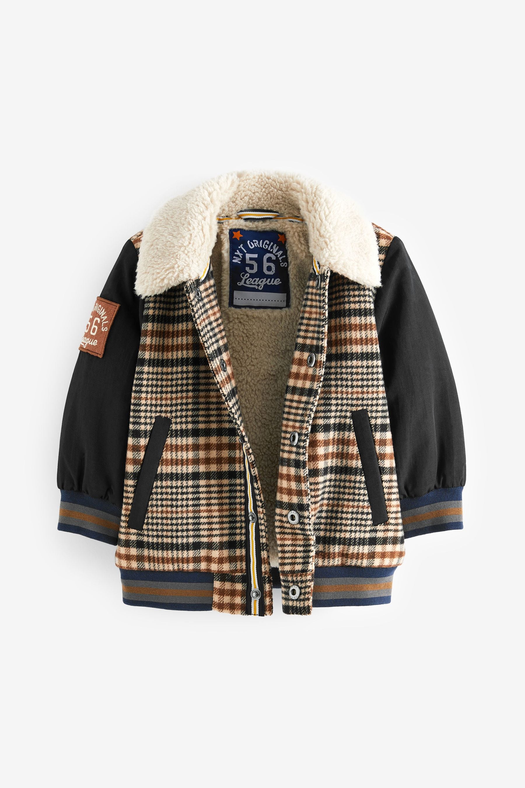 Brown Check Varsity Smart Varsity Bomber Jacket (3mths-7yrs)