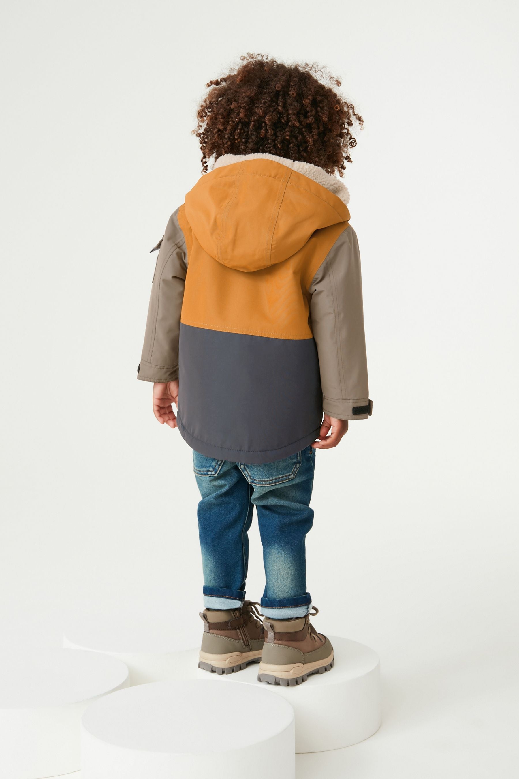 Ochre Yellow Colourblock Waterproof Coat (3mths-7yrs)