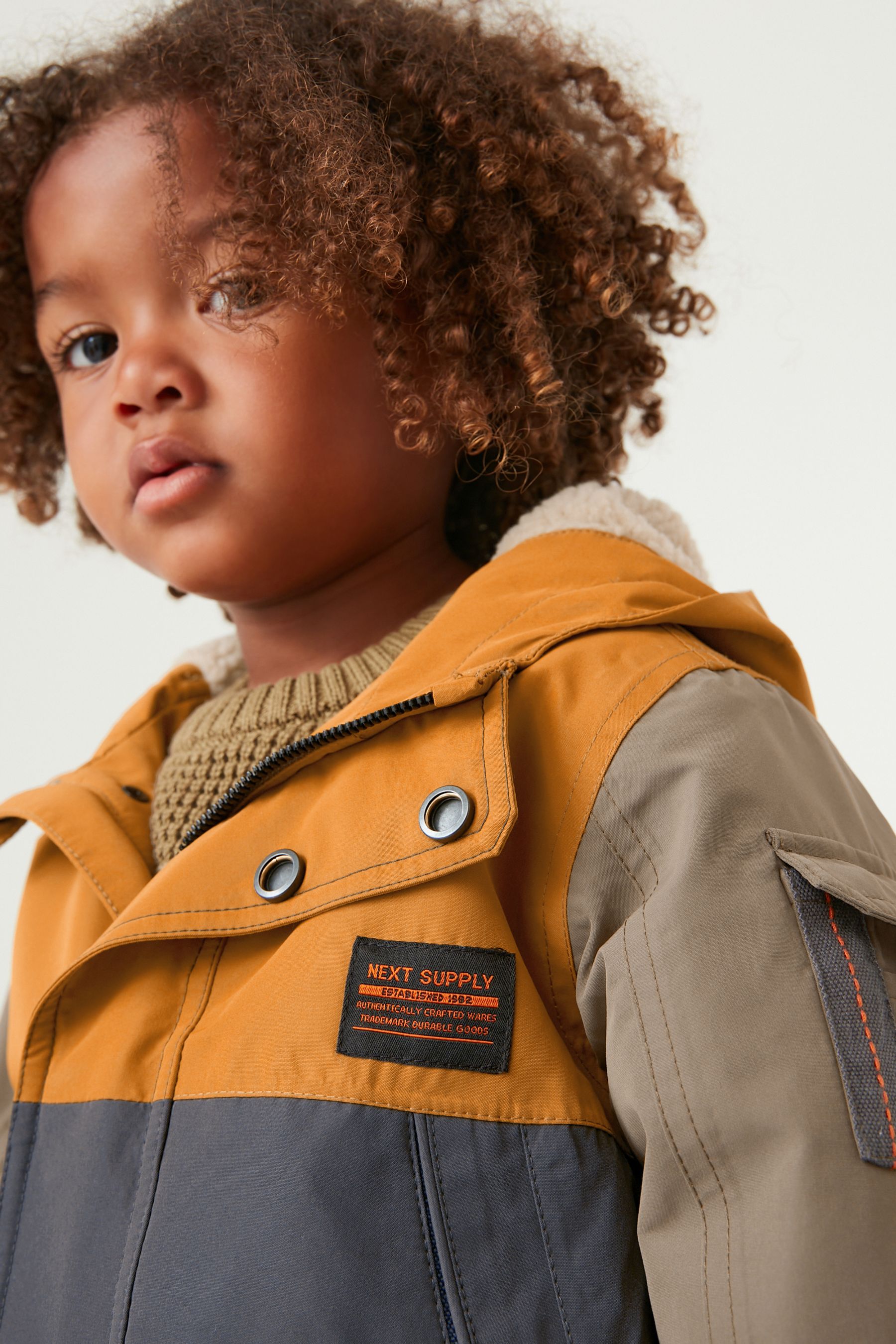 Ochre Yellow Colourblock Waterproof Coat (3mths-7yrs)