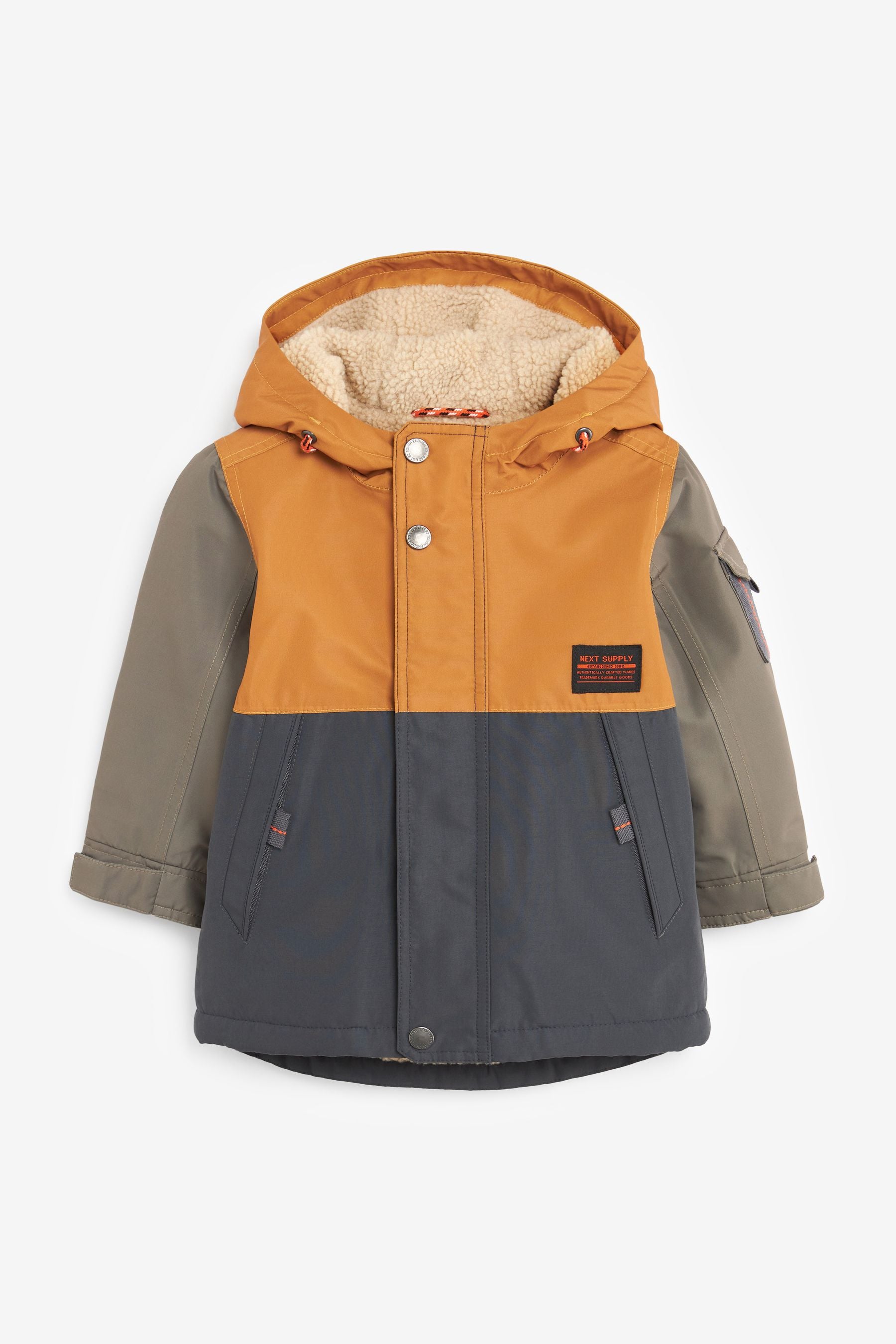 Ochre Yellow Colourblock Waterproof Coat (3mths-7yrs)