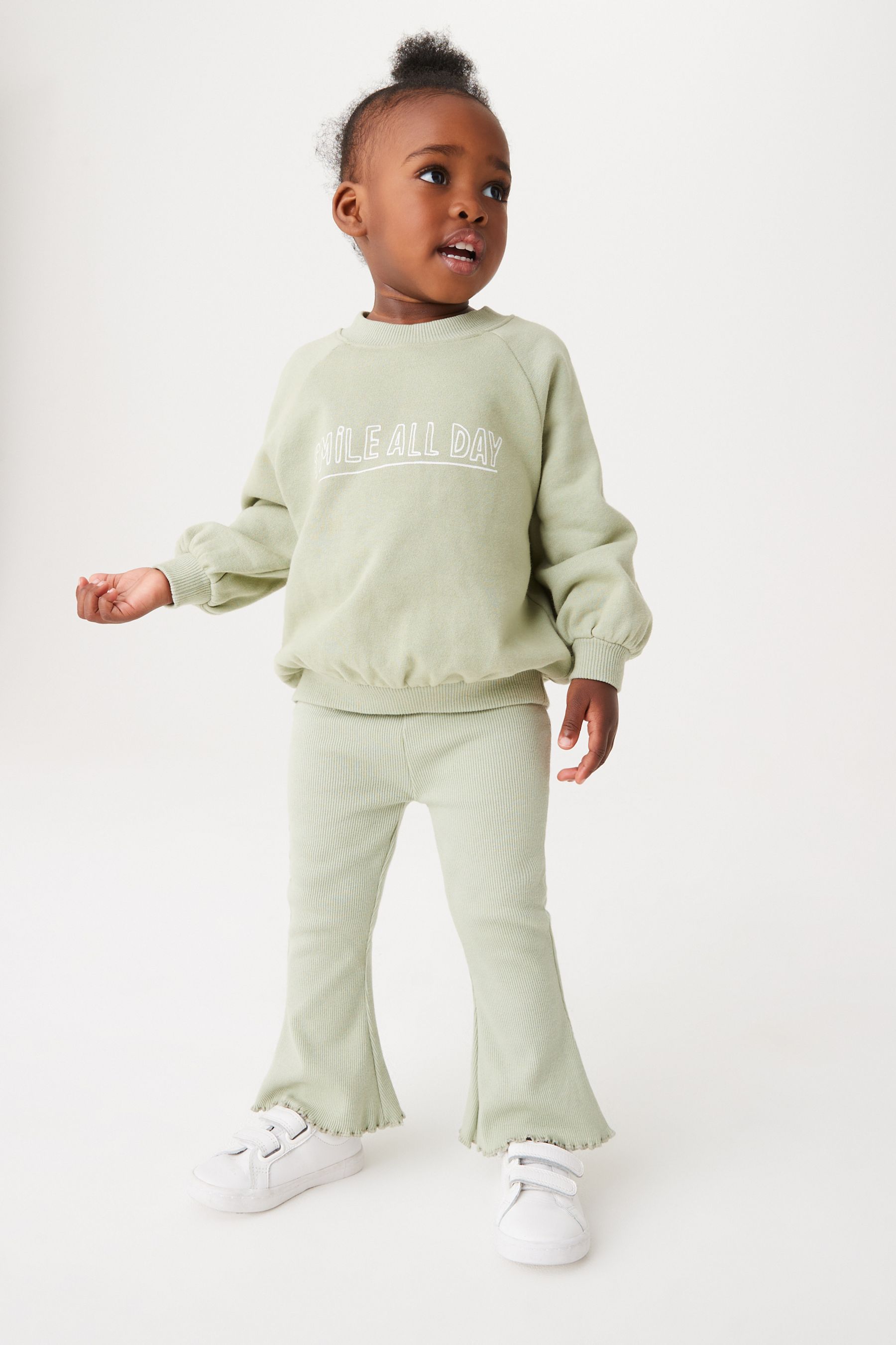 Green Sweatshirt And Rib Leggings Set (3mths-7yrs)