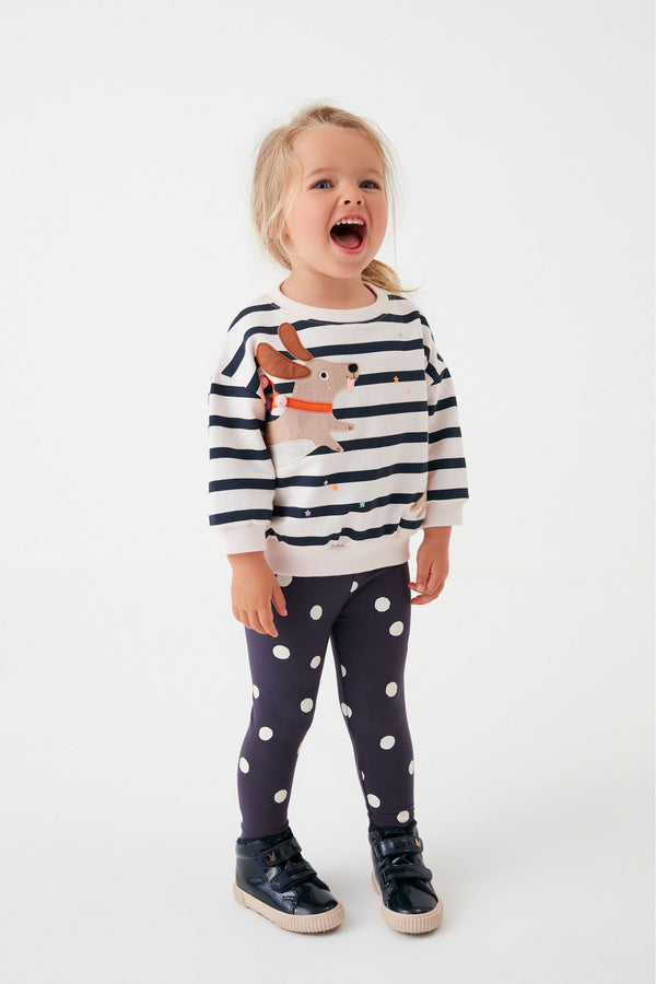 Black/White Dog Character Sweatshirt And Leggings Set (3mths-7yrs)