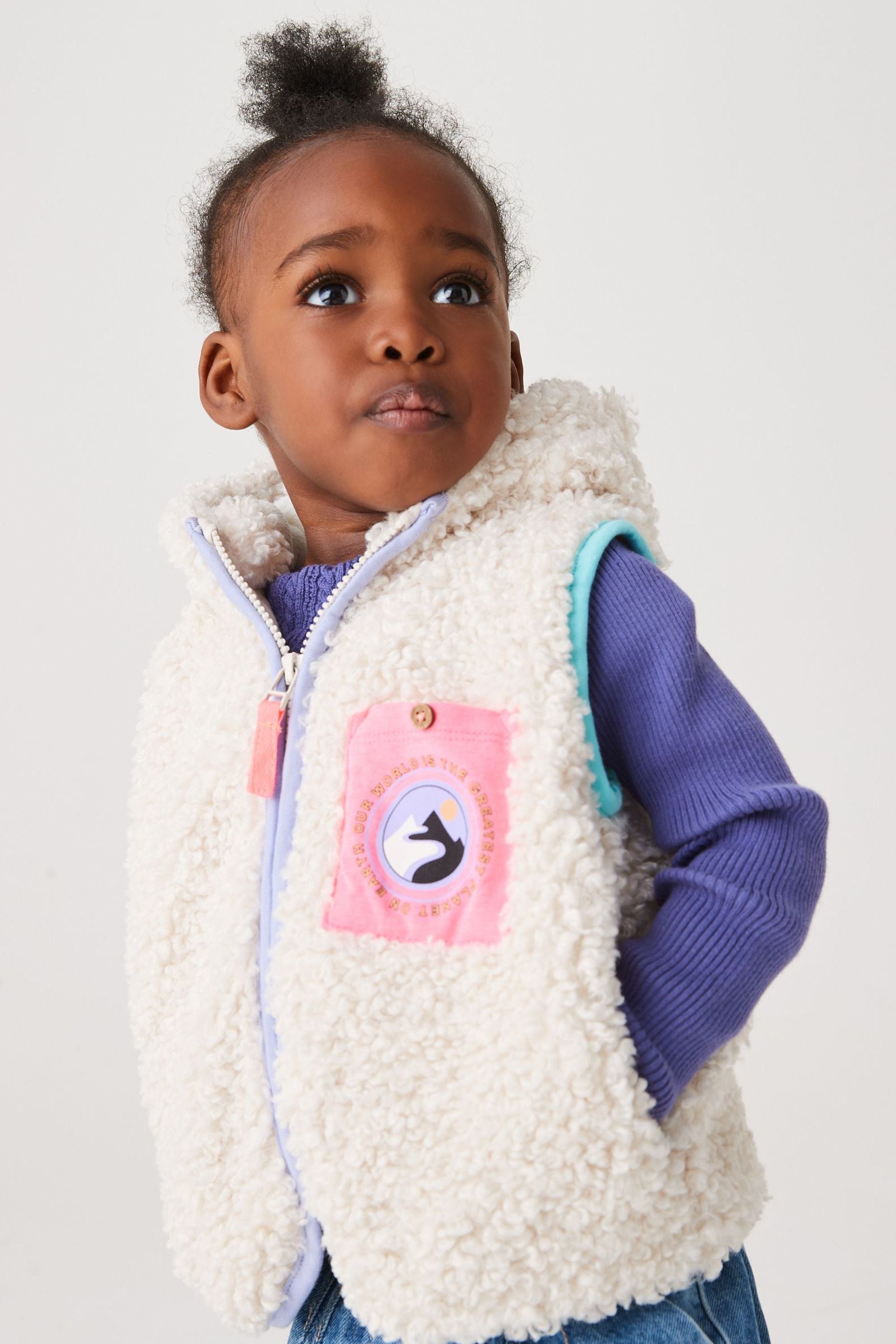 Ecru White Borg Hooded Gilet (3mths-7yrs)