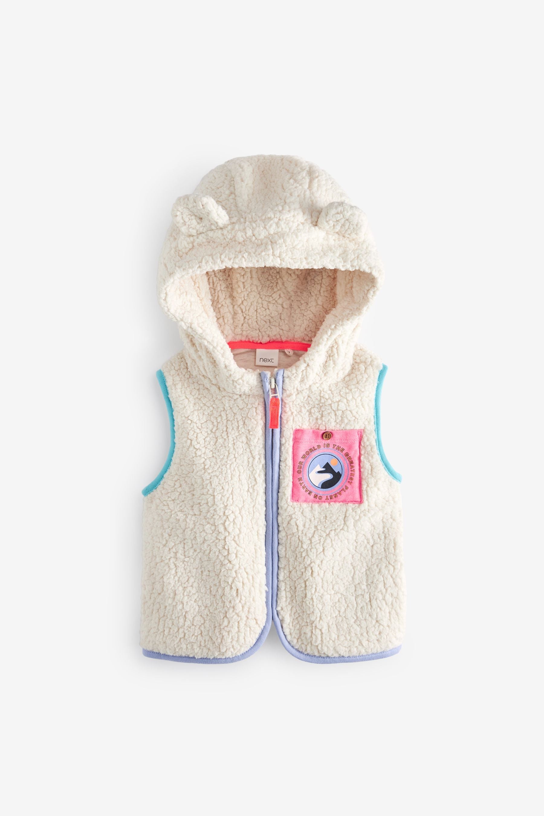 Ecru White Borg Hooded Gilet (3mths-7yrs)