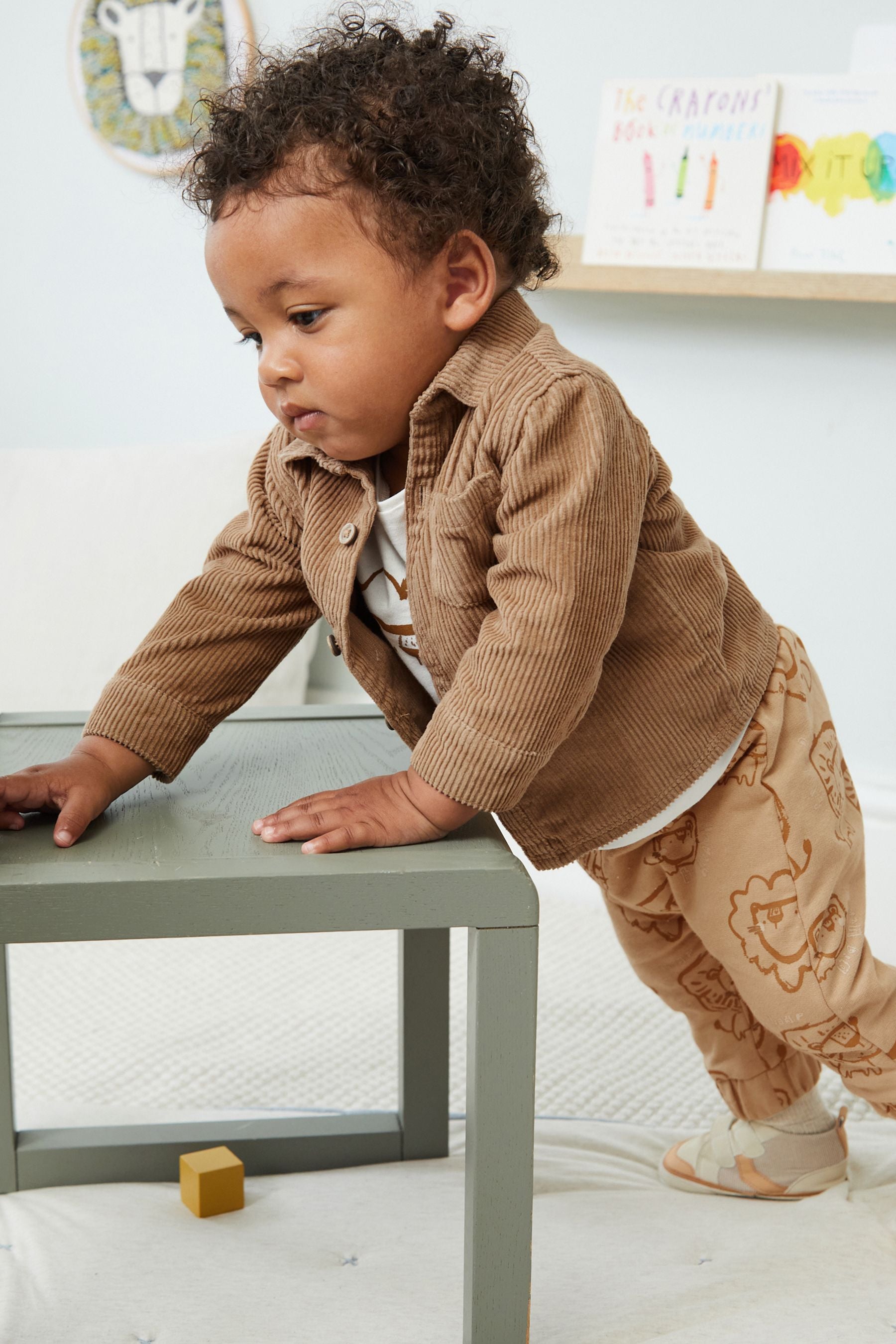 Rust Brown Shirt Jacket, T-Shirt and Joggers Baby 3 Piece Set