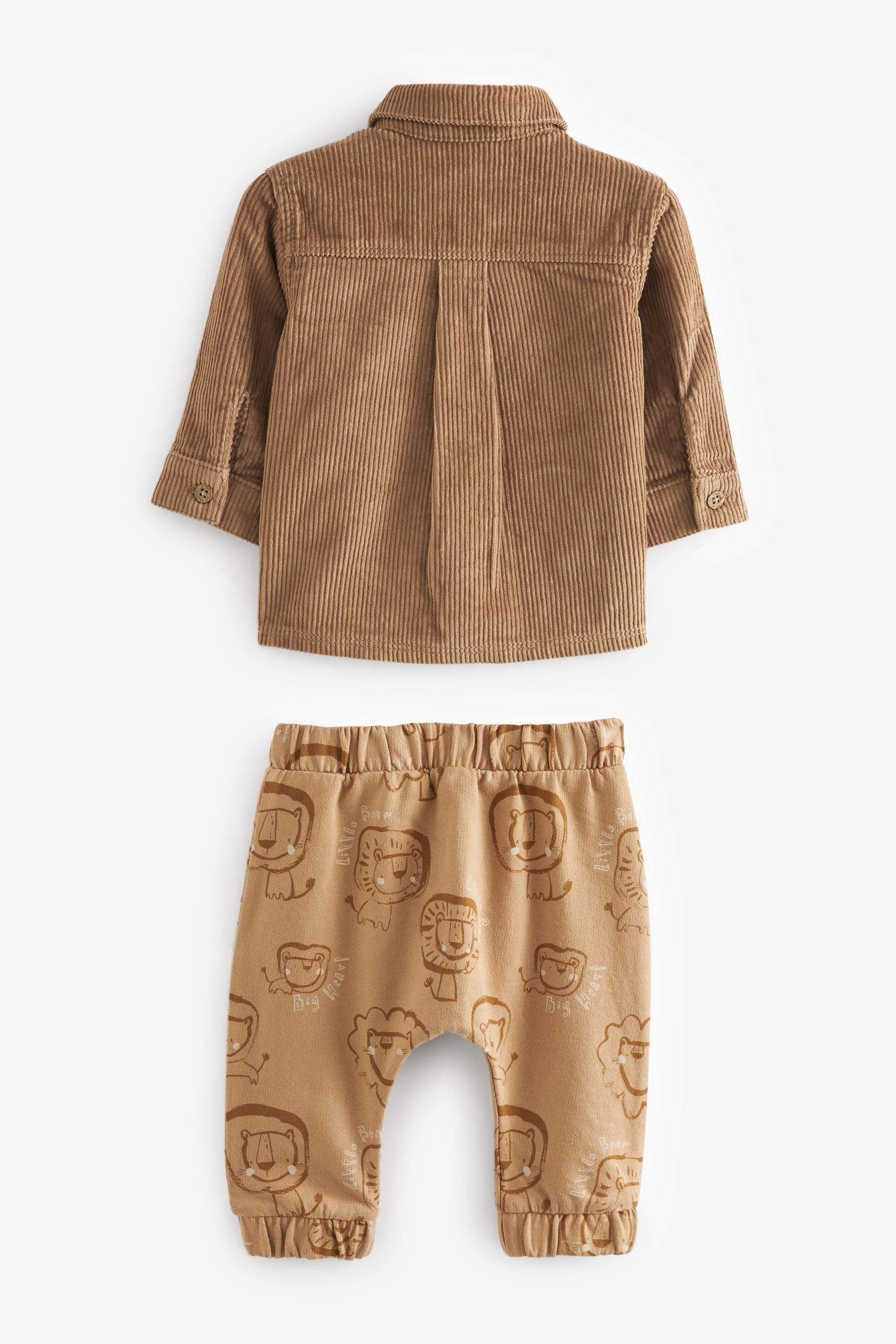 Rust Brown Shirt Jacket, T-Shirt and Joggers Baby 3 Piece Set