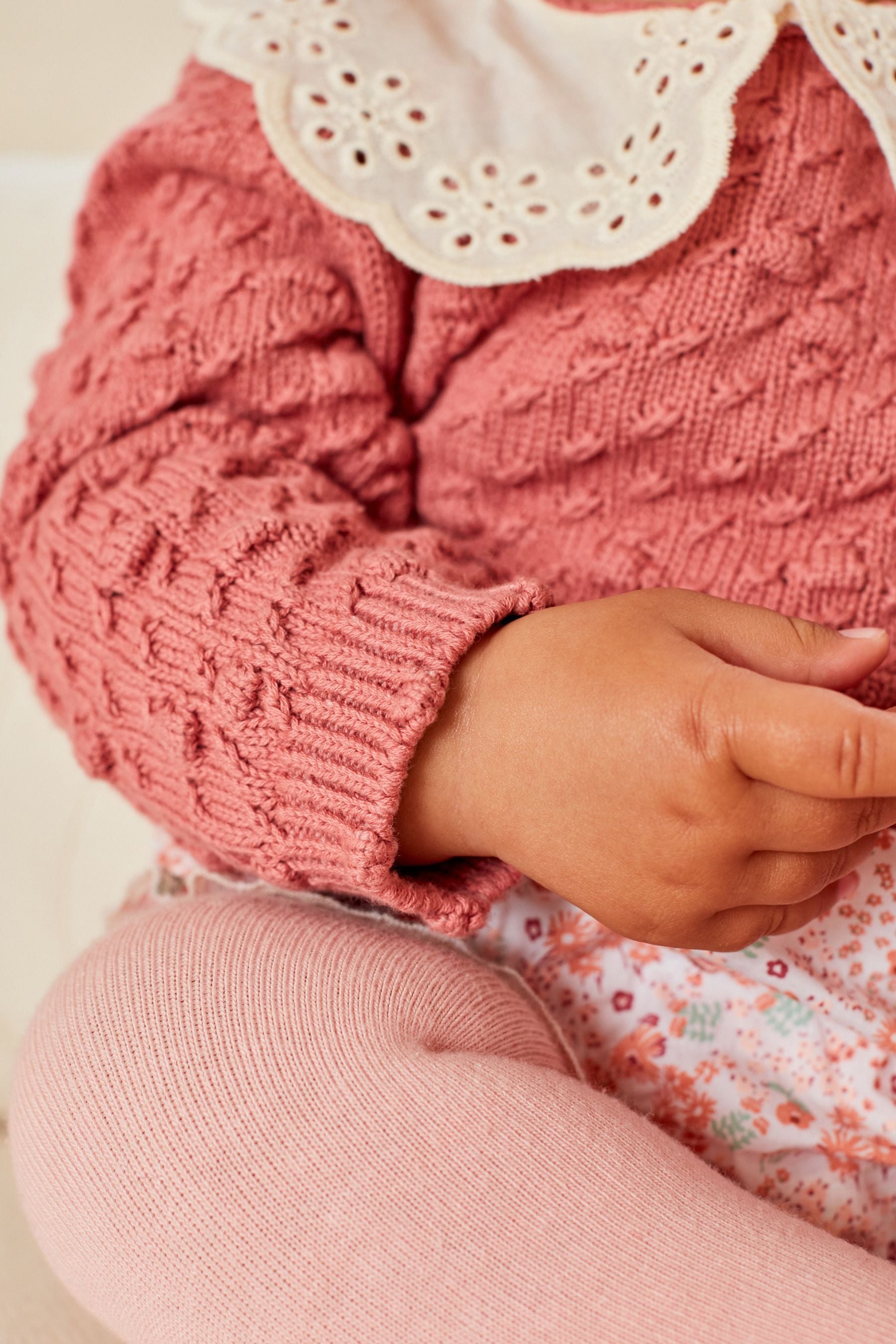 Pink Floral Baby Jumper, Knicker & Tights 3 Piece Set (0mths-2yrs)