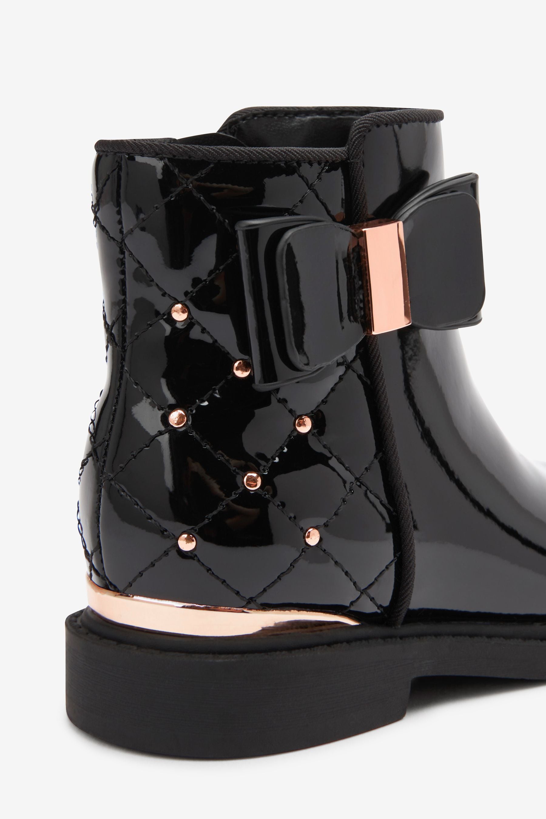 Black Patent Bow Boots