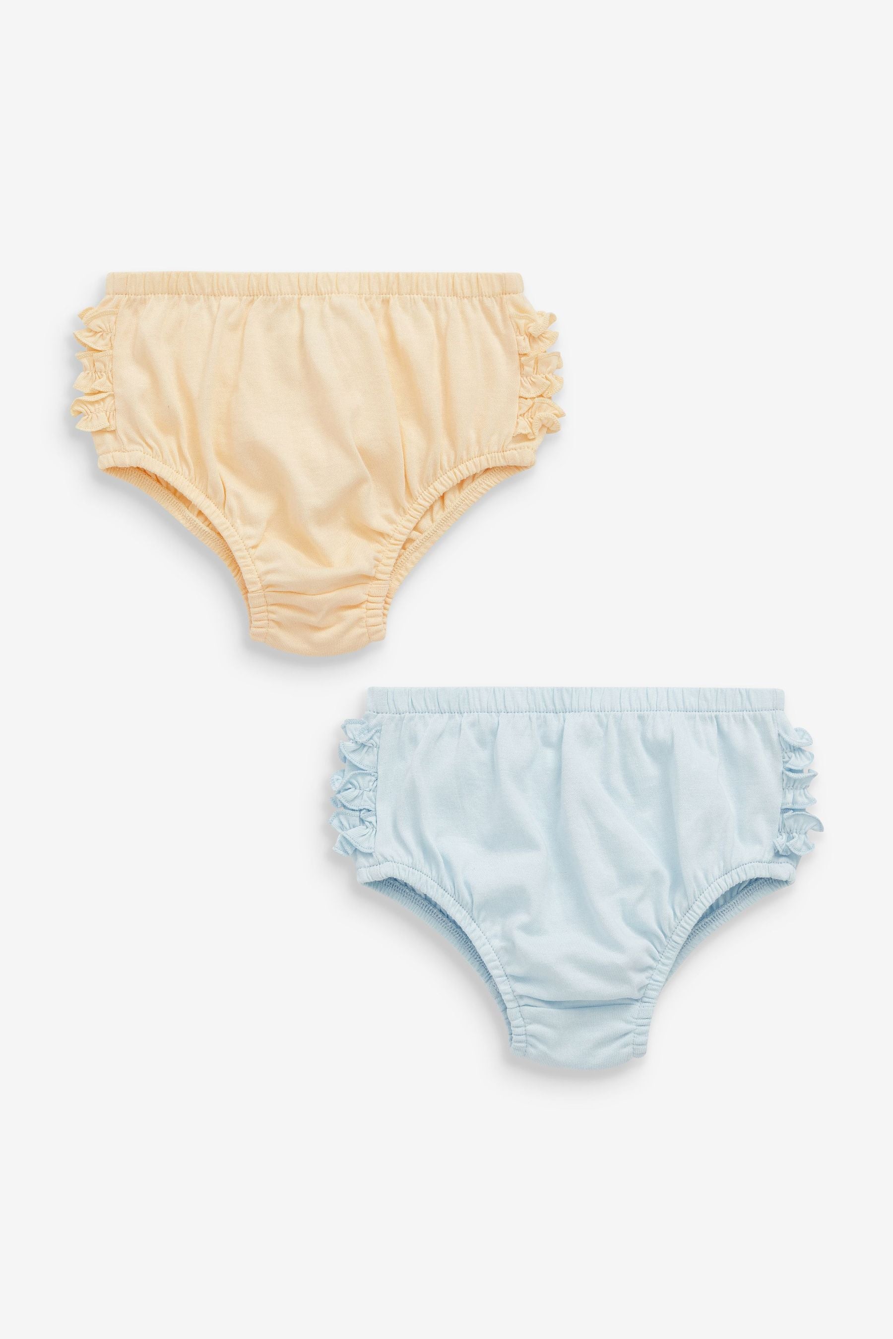 Lemon Yellow/Blue Frill Knickers 2 Pack (0mths-2yrs)