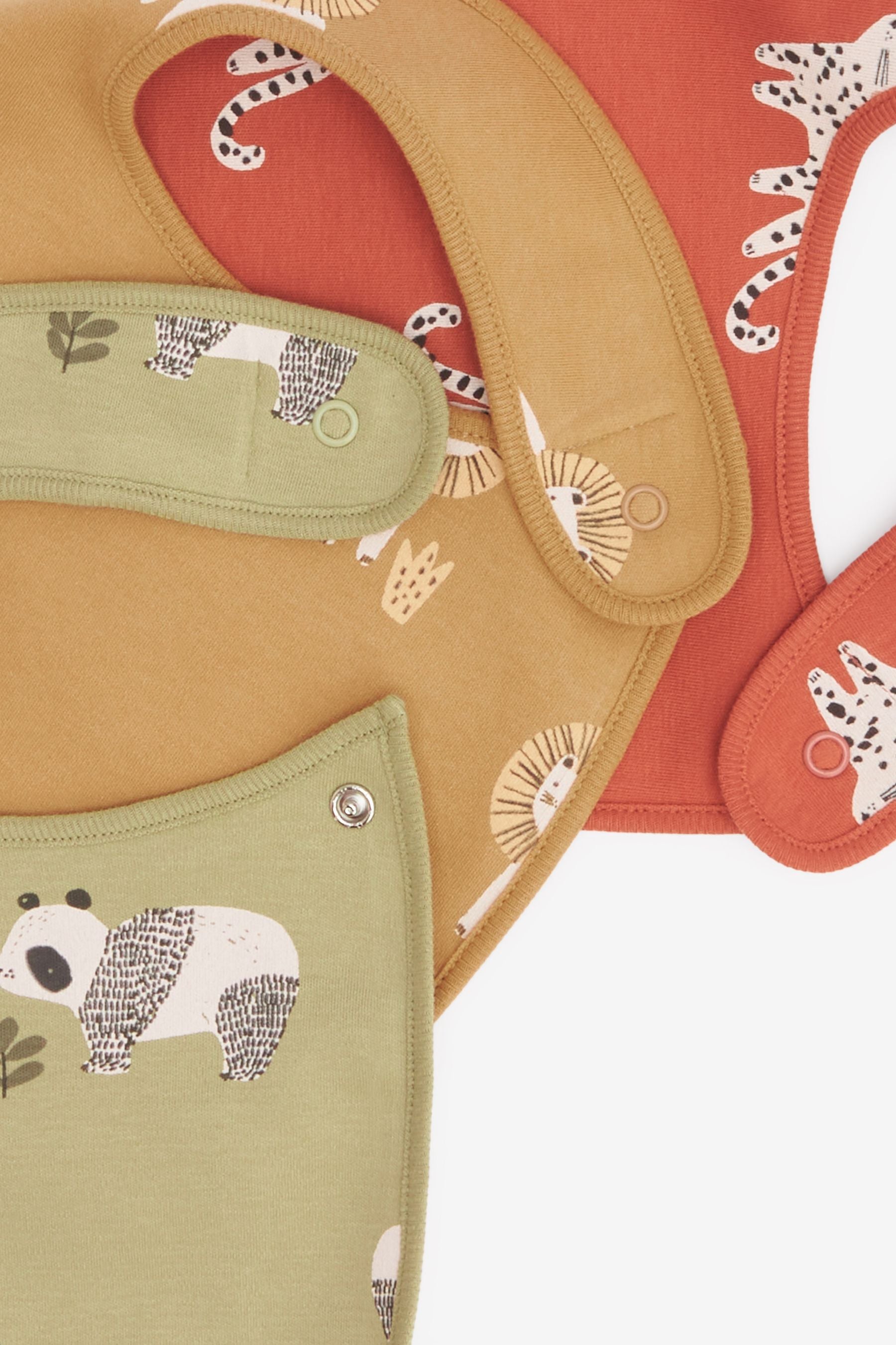 Green/Rust Orange Animal 3 Pack Baby Bibs